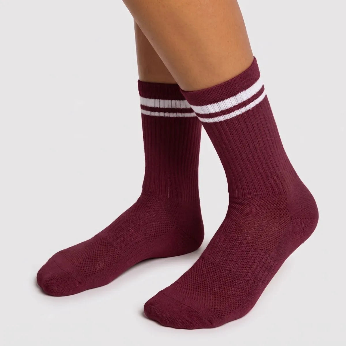 Burgundy sports socks for running, football and training by Kicks Shoelaces
