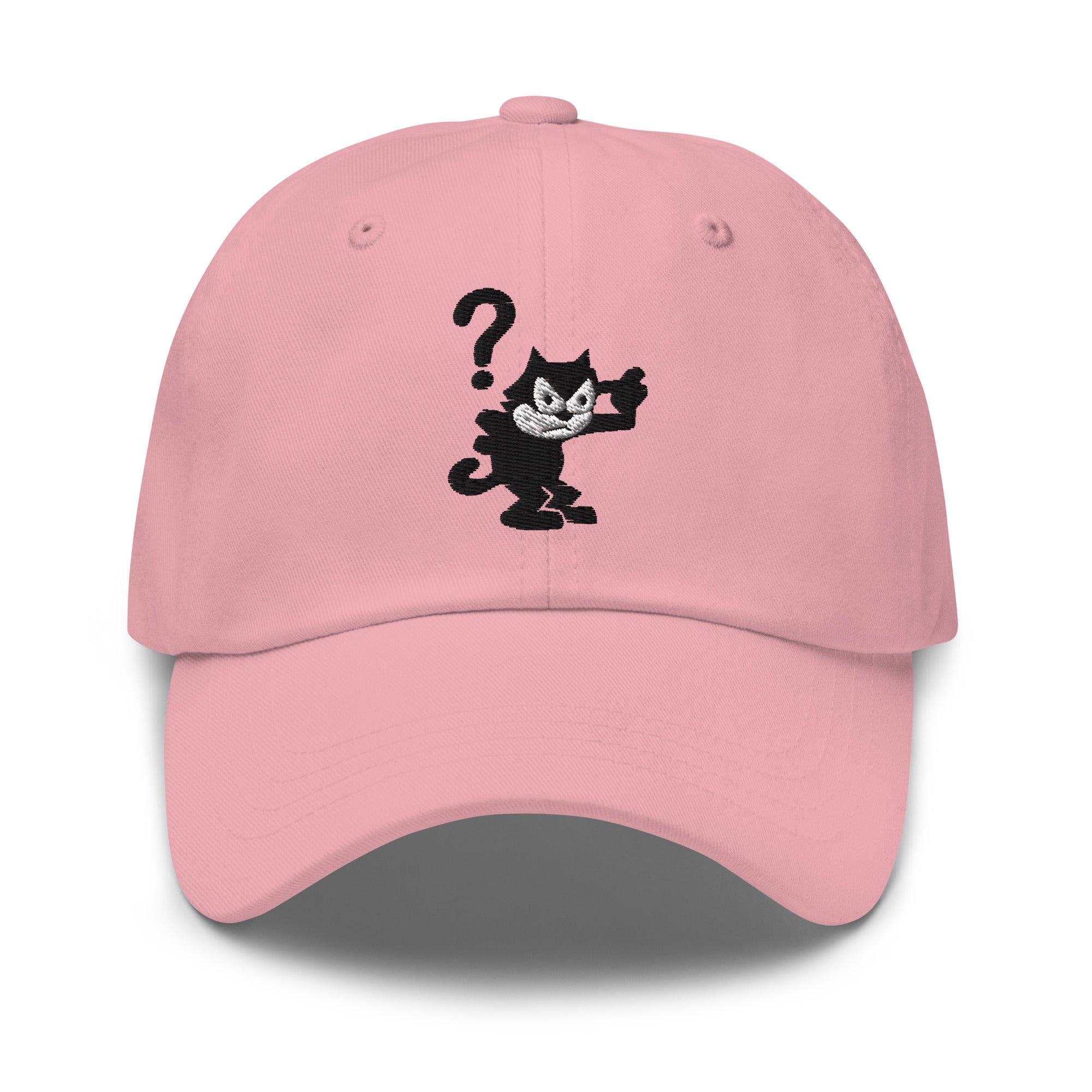 Pink dad hat featuring a 1920 Felix the Cat design from Disney’s early animation era