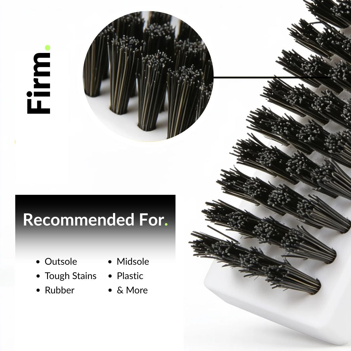 Firm nylon brush included in a sneaker cleaning kit used for deep cleaning rubber soles and removing tough dirt and grime from sneakers