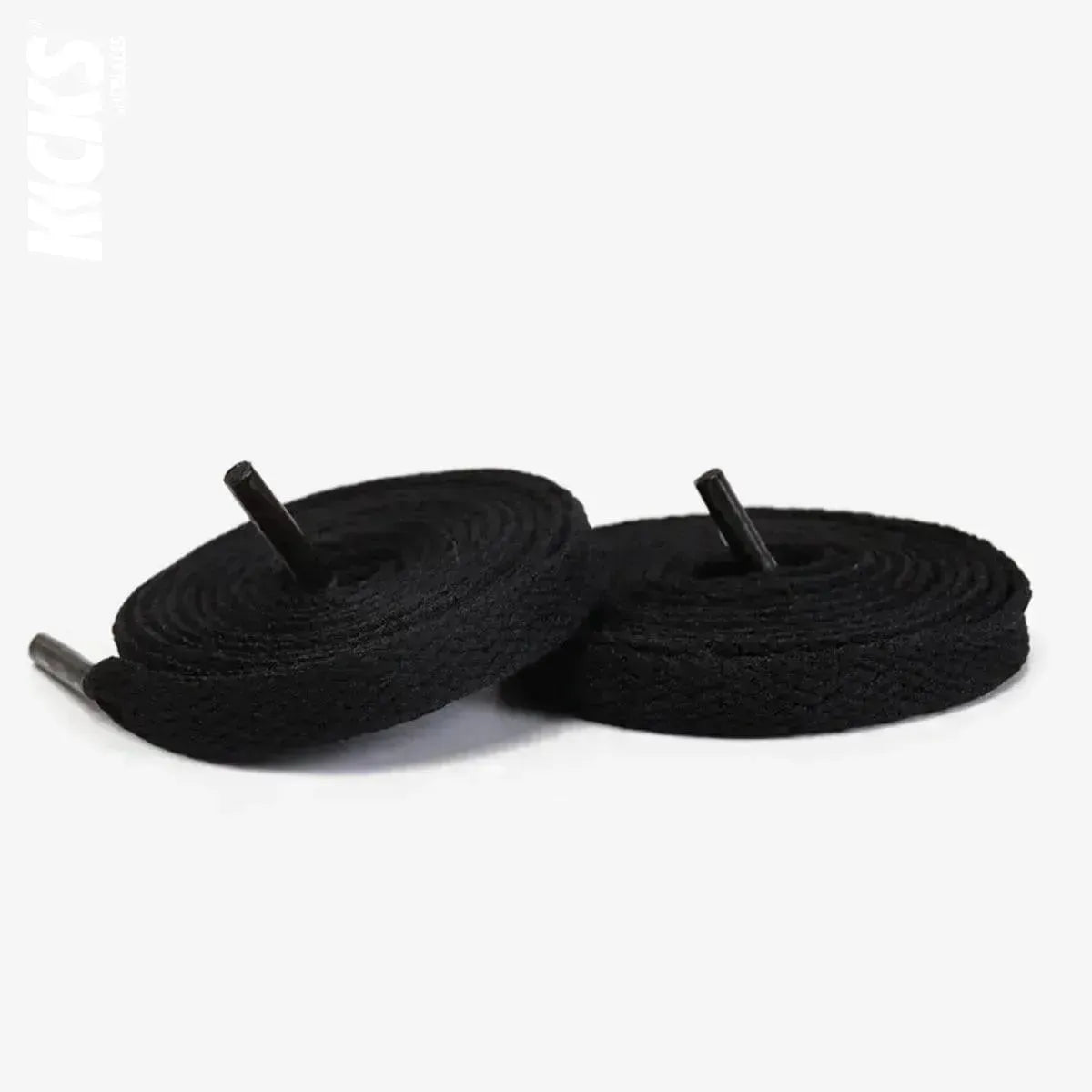 Black shoelaces for shoes, sneakers, and trainers, versatile replacement laces for everyday footwear by Kicks Shoelaces