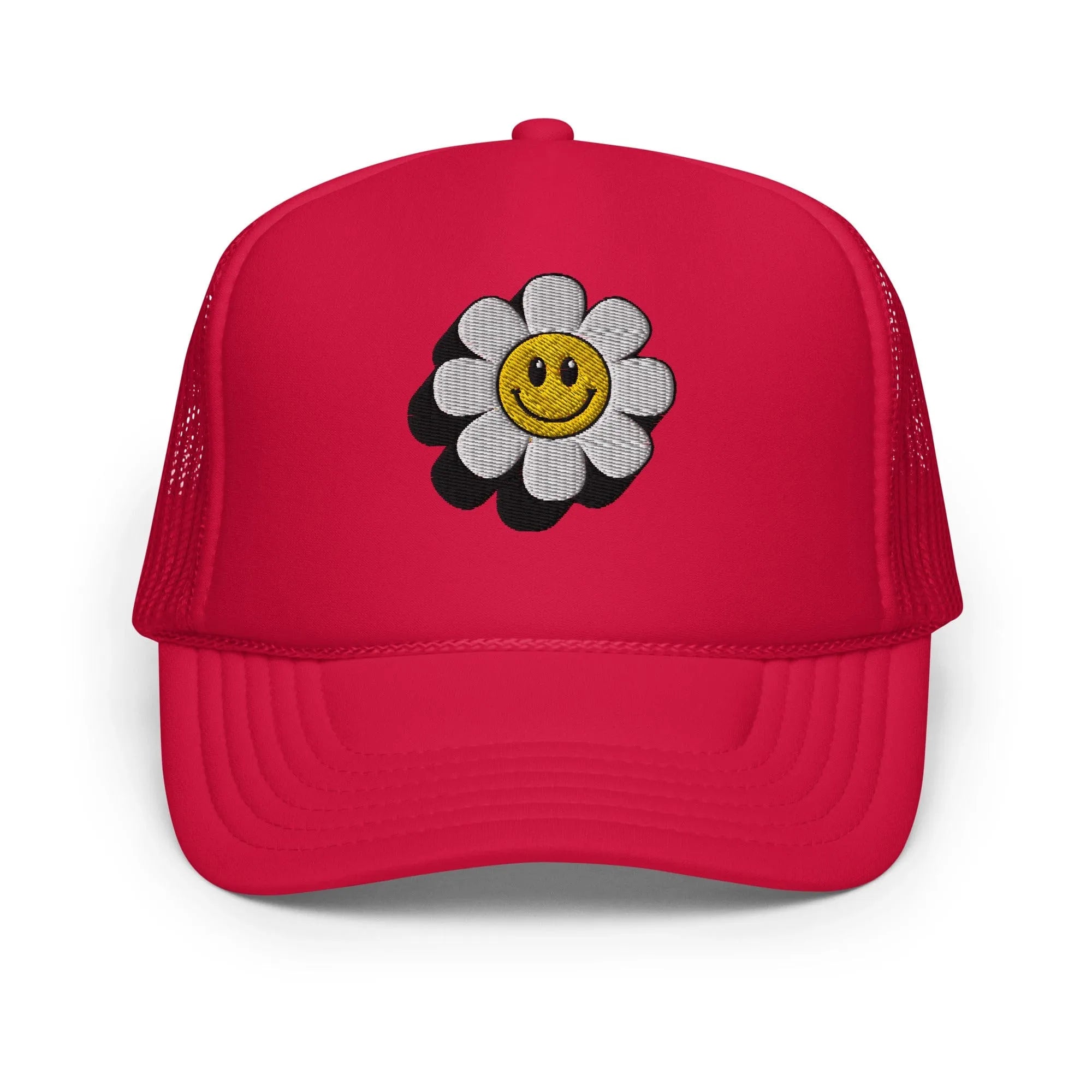 Smiley Face Daisy Foam Trucker Hat