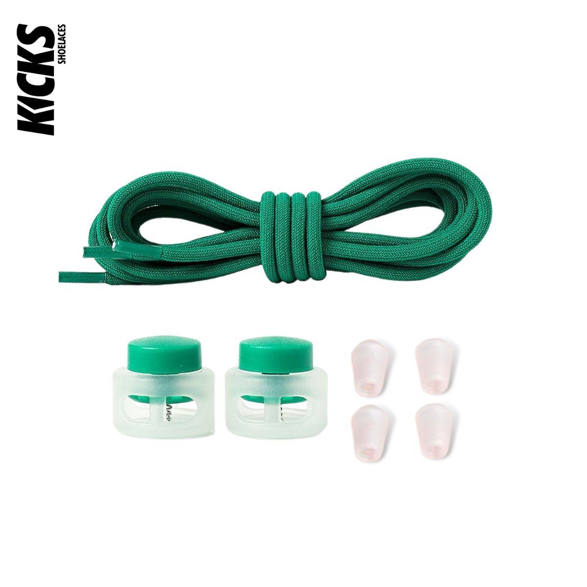 Dark Green Round No-Tie Shoelaces - Kicks Shoelaces