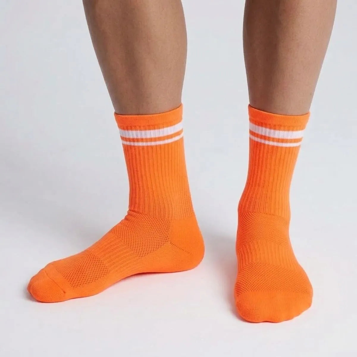 Hyper orange sports socks for running, football, and training by Kicks Shoelaces