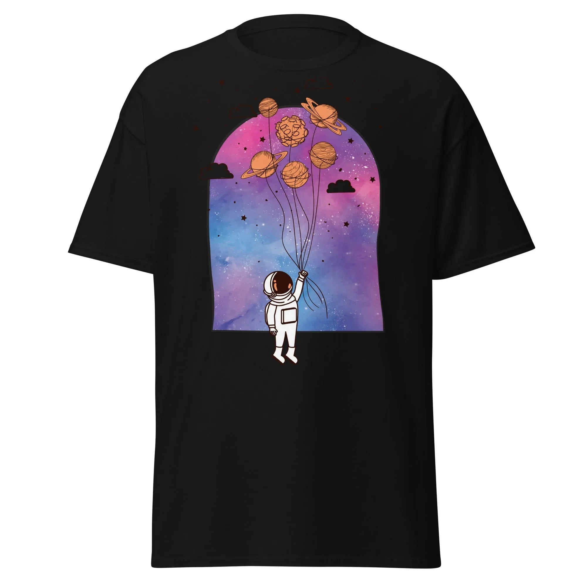 Interstellar Balloon Adventure Mens Graphic Space Tee - Kicks Shoelaces