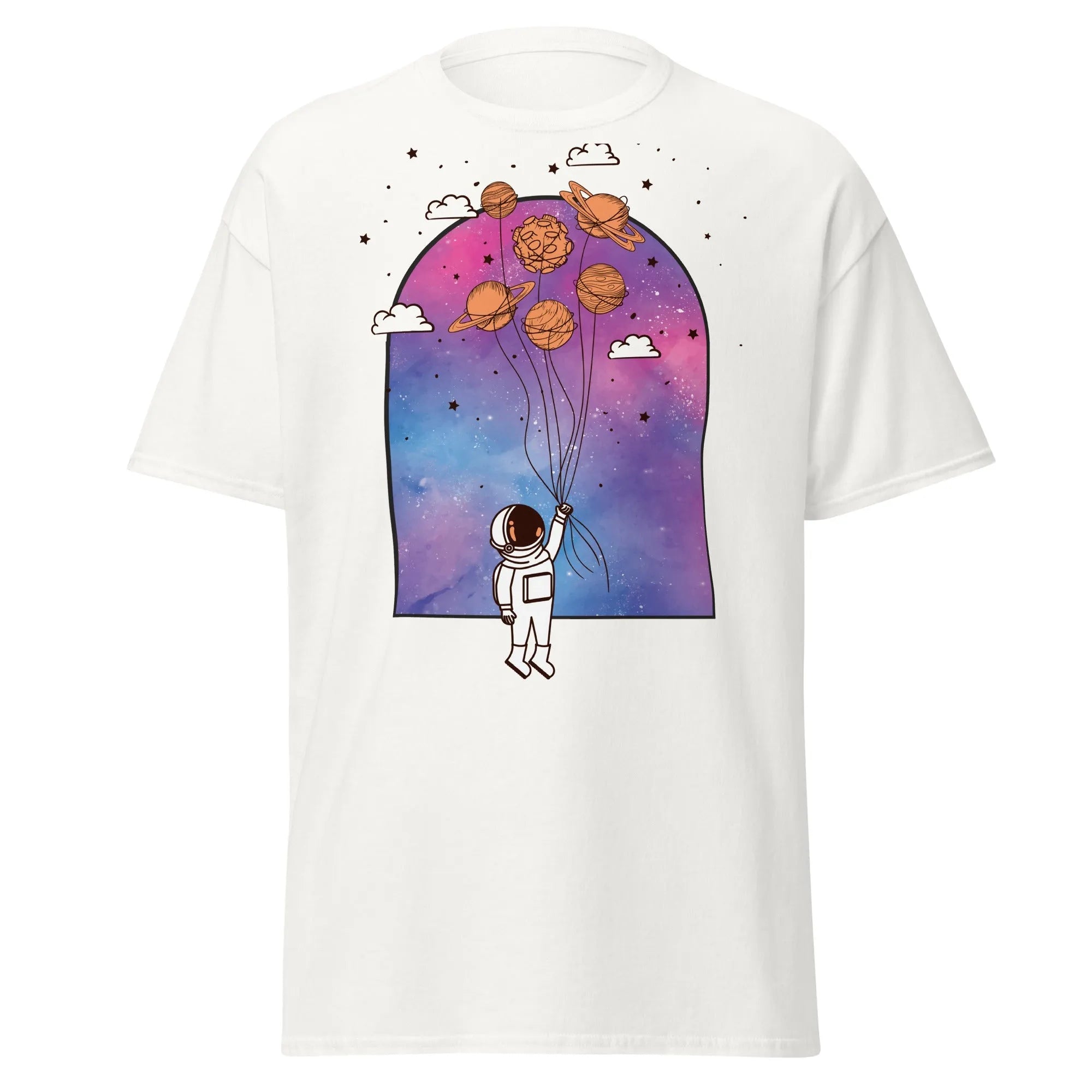 Interstellar Balloon Adventure Mens Graphic Space Tee - Kicks Shoelaces
