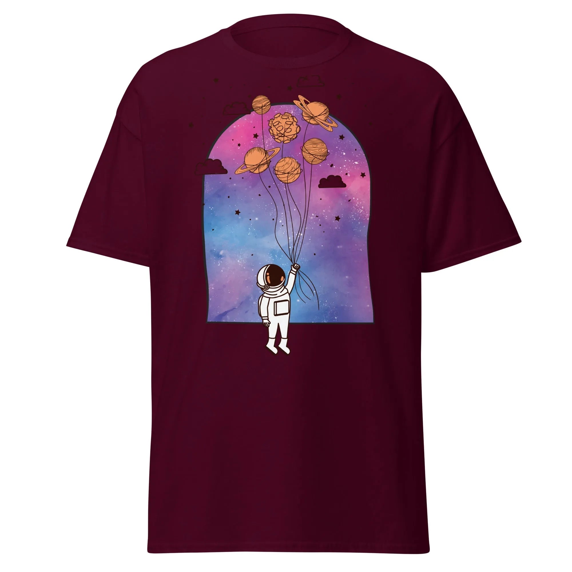 Interstellar Balloon Adventure Mens Graphic Space Tee - Kicks Shoelaces
