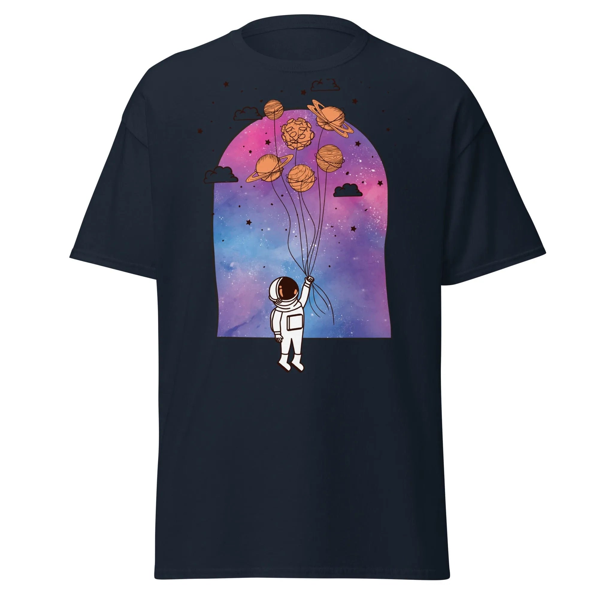 Interstellar Balloon Adventure Mens Graphic Space Tee - Kicks Shoelaces