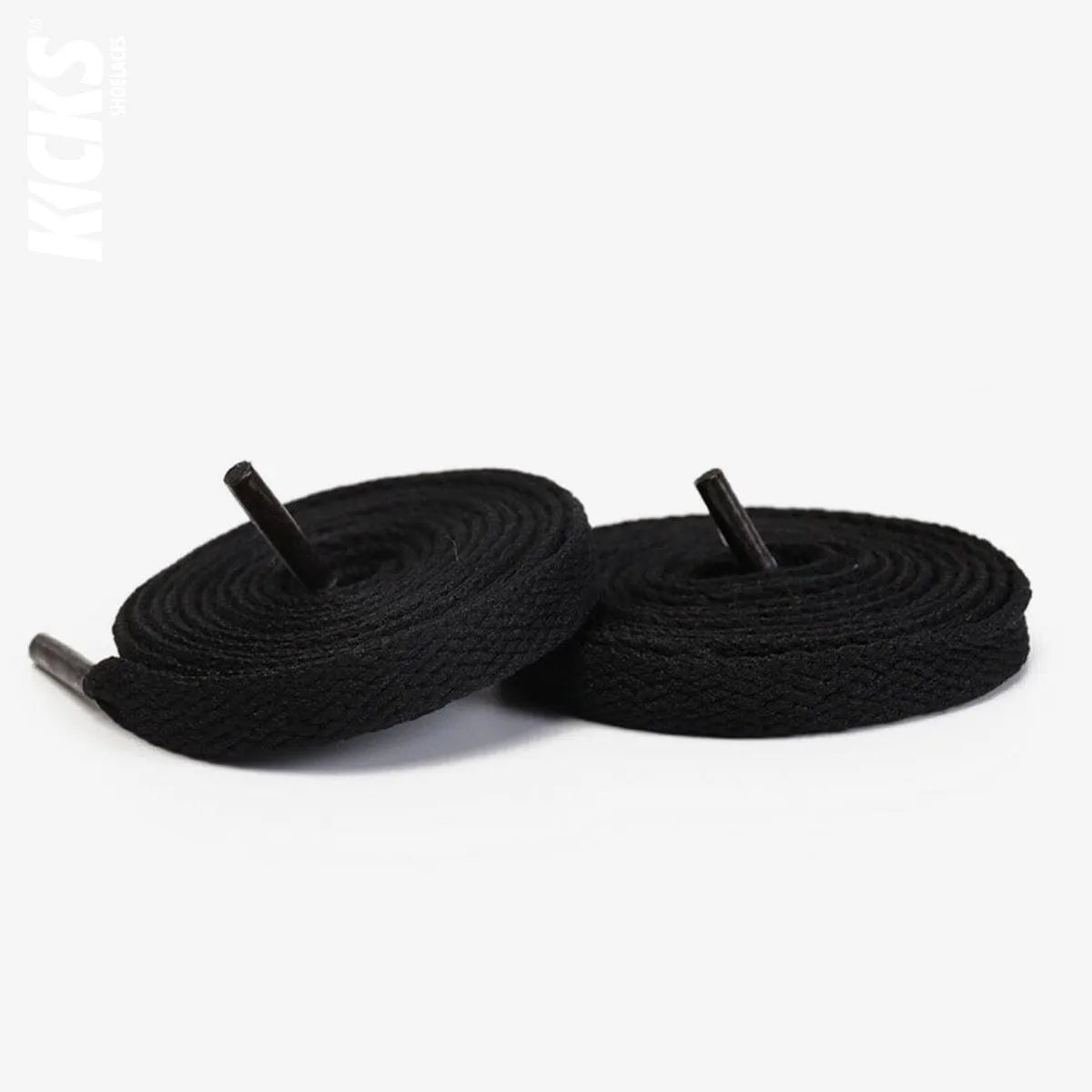Black replacement laces for Nike Air Jordan 4 sneakers by Kicks Shoelaces