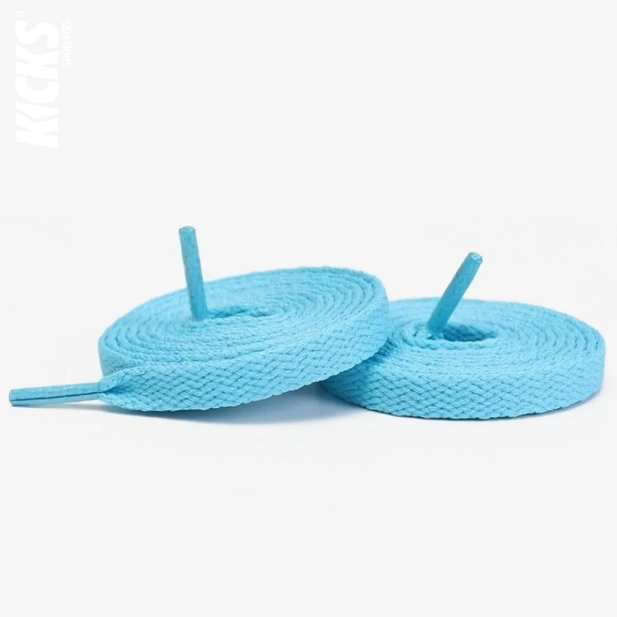 Light blue replacement laces for Nike Air Jordan 4 sneakers by Kicks Shoelaces