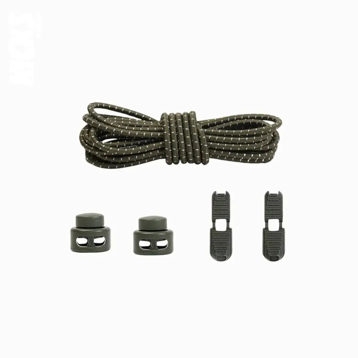 Kicks Speed Laces army green elastic shoelaces with quick-lock fastening system by Kicks Shoelaces