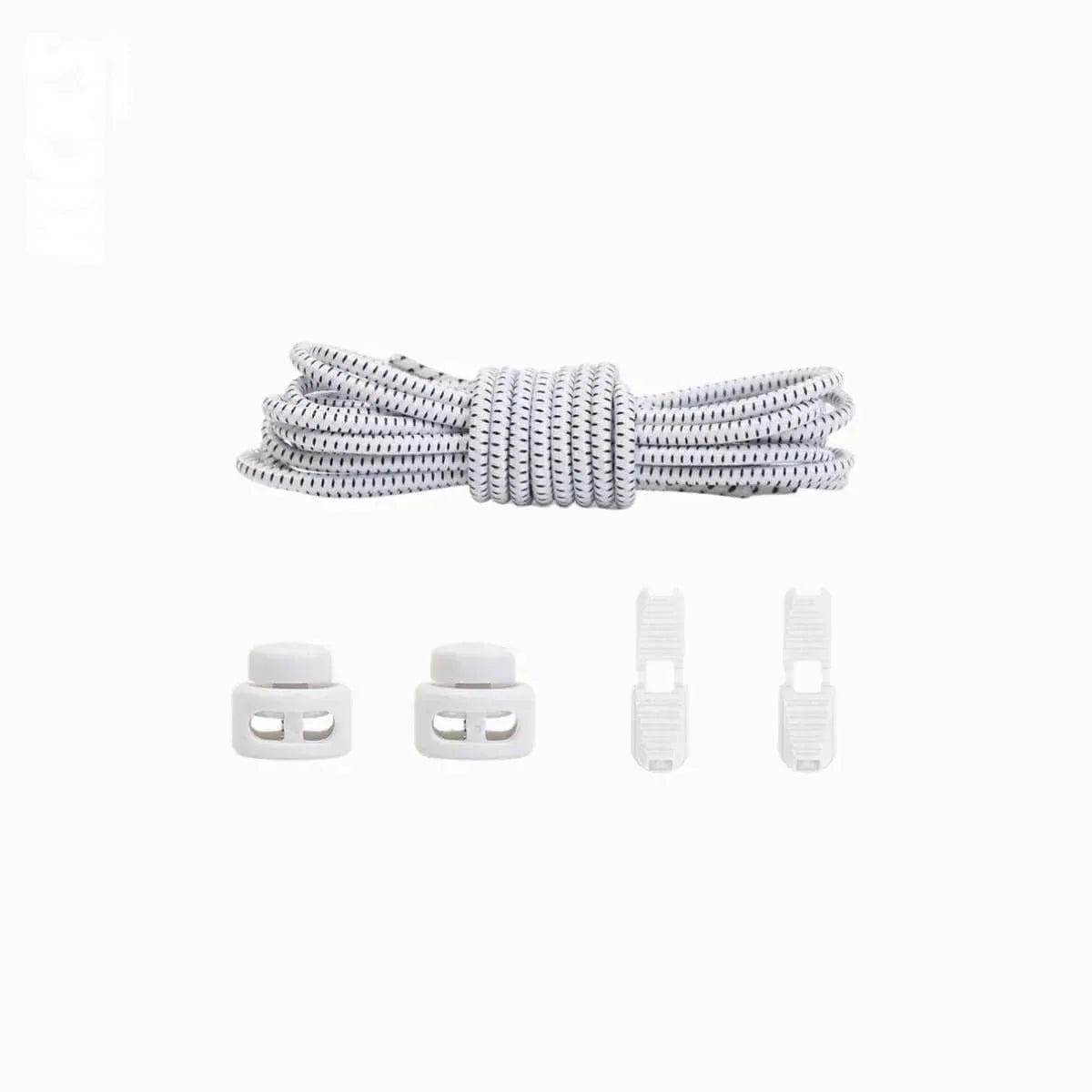 Kicks Speed Laces white elastic no-tie shoelaces with secure locking system by Kicks Shoelaces