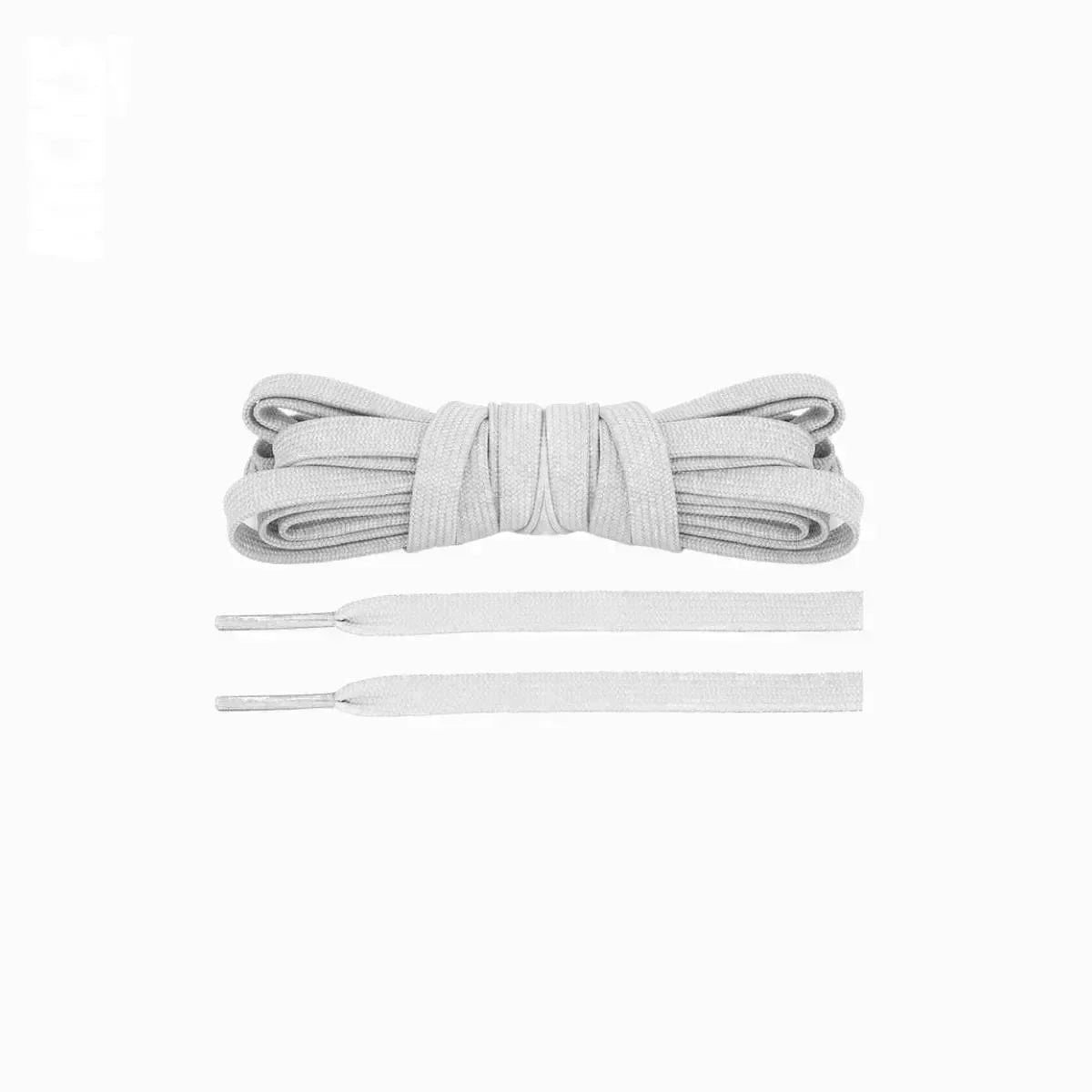 Light grey Jordan 1 replacement laces, premium flat shoelaces designed for a stylish fit and authentic look by Kicks Shoelaces.