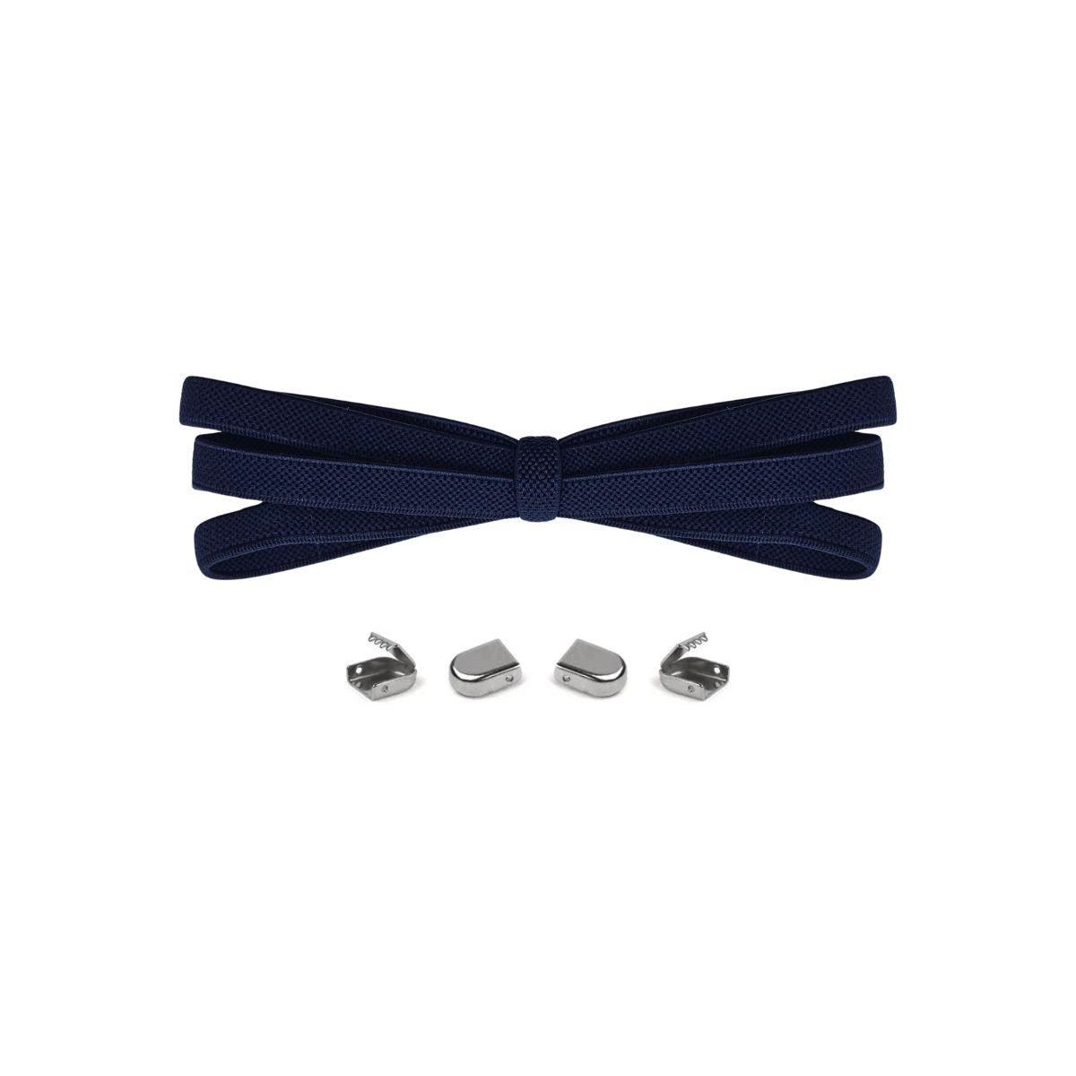 Navy blue no-tie elastic shoelaces with buckle lock system for converting sneakers into slip-on shoes by Kicks Shoelaces.