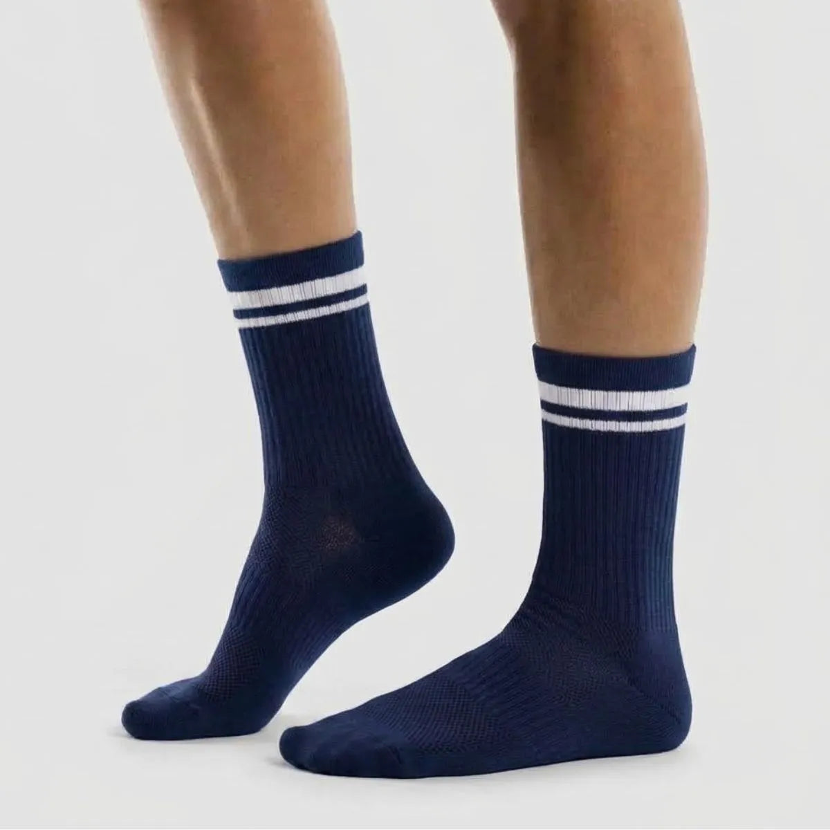 Navy blue sports socks for running, football, and training by Kicks Shoelaces