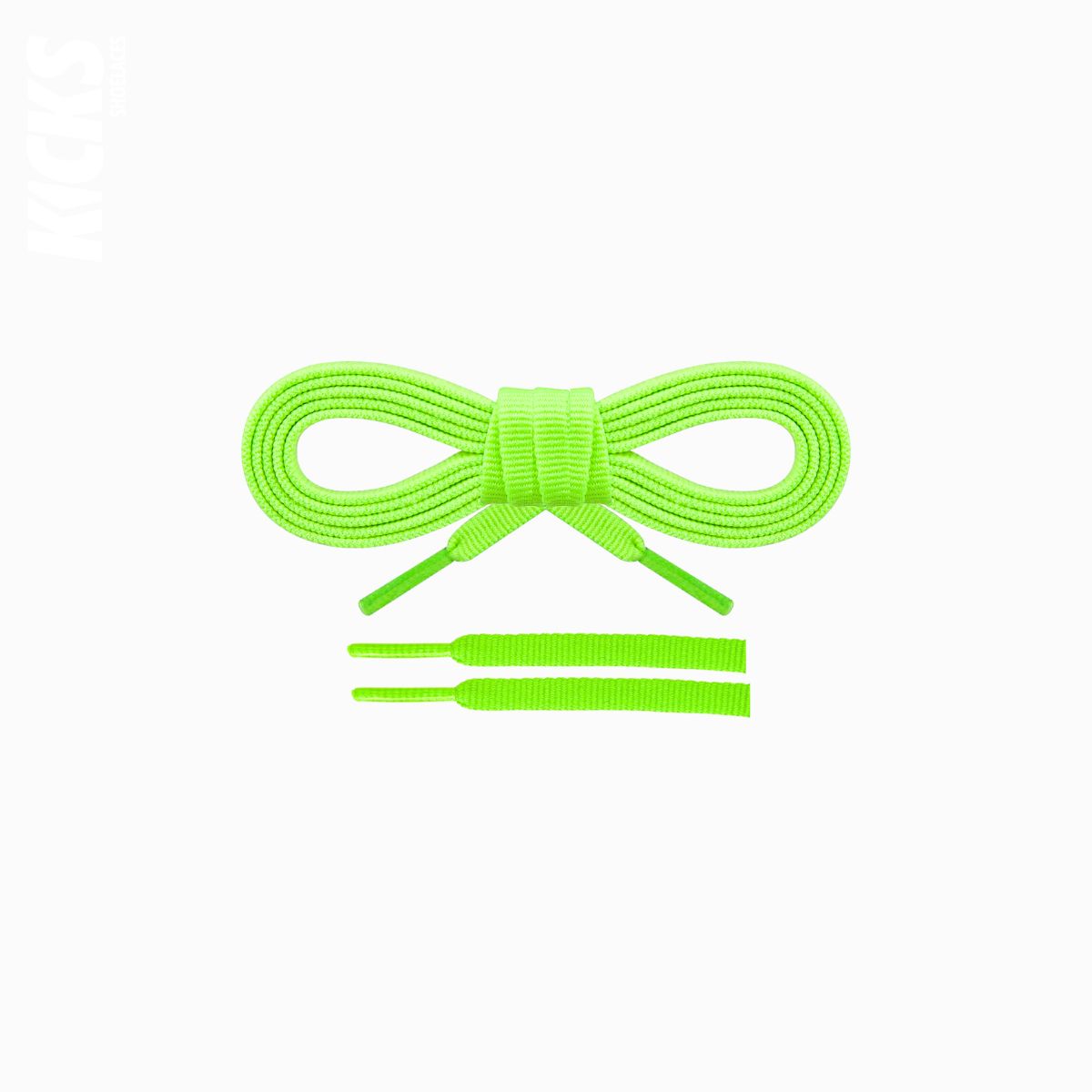 Neon green replacement laces for Hoka Bondi 9 running shoes, designed for all-day comfort and support by Kicks Shoelaces.