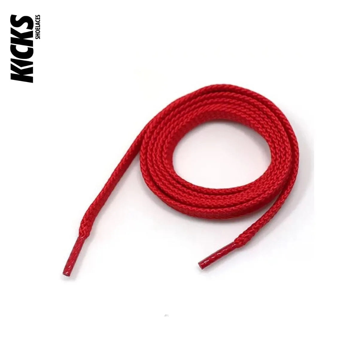 Red replacement flat laces for New Balance 1500 shoes and sneakers by Kicks Shoelaces