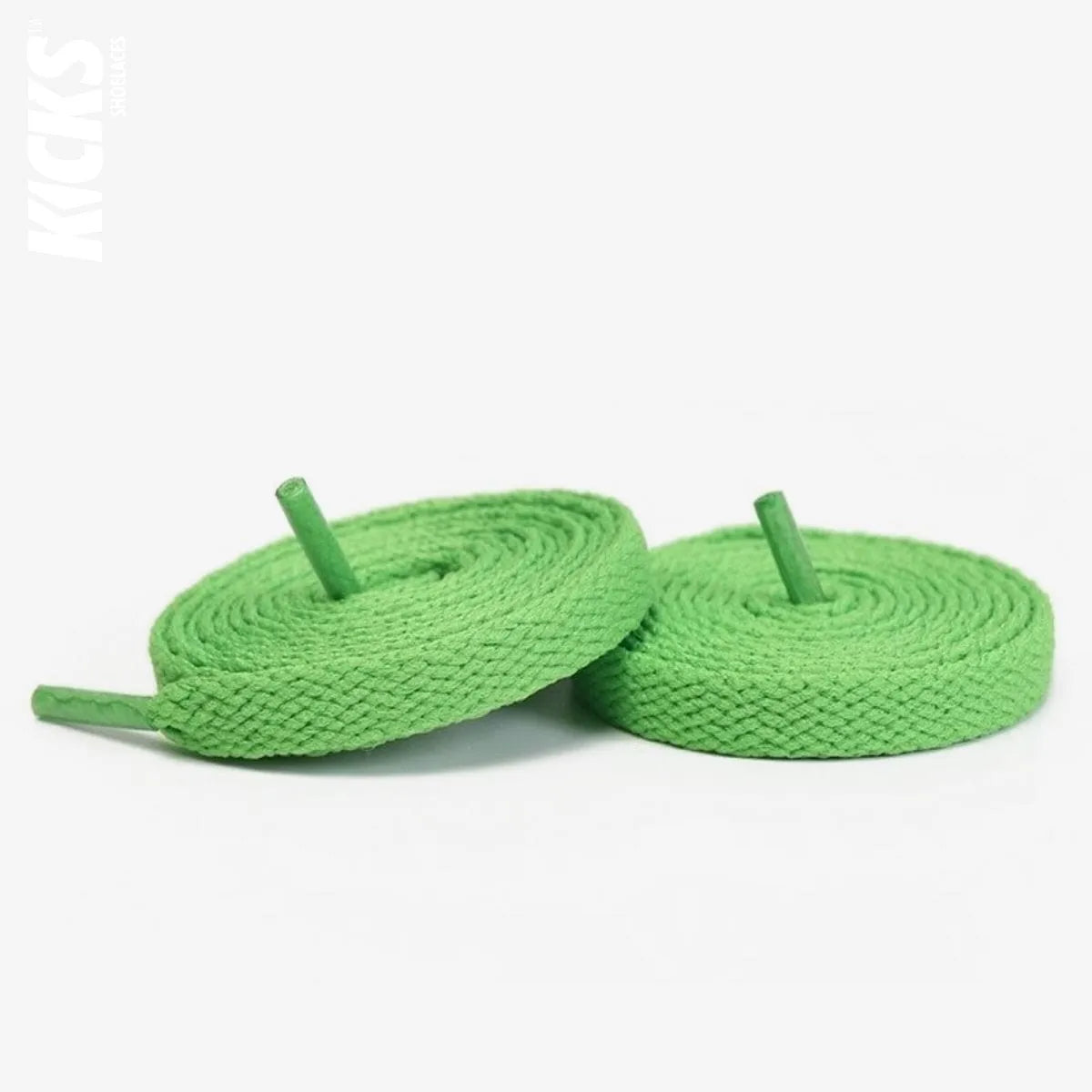 Bright green flat replacement laces for New Balance 550 shoes and sneakers by Kicks Shoelaces
