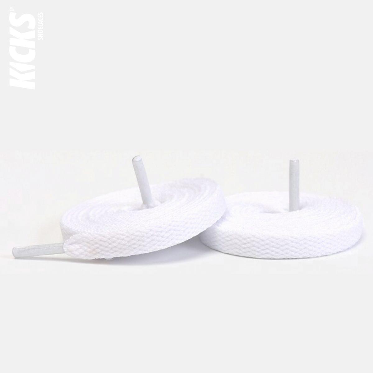 White replacement laces for Nike Air Force 1 sneakers by Kicks Shoelaces