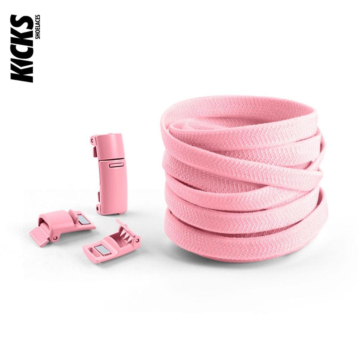 Pink no-tie shoelaces with magnetic lock system by Kicks Shoelaces