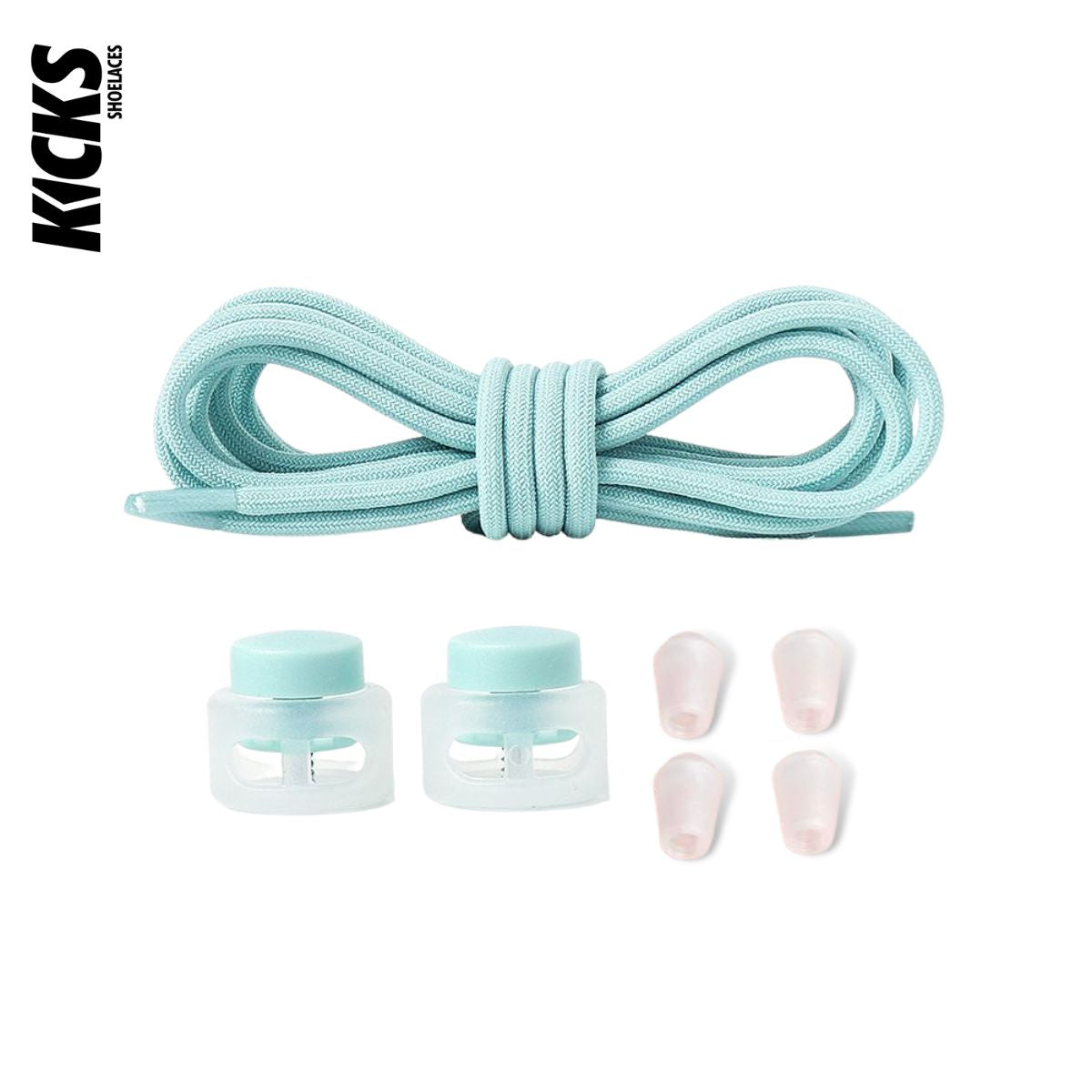 Pastel Blue Round No-Tie Shoelaces - Kicks Shoelaces