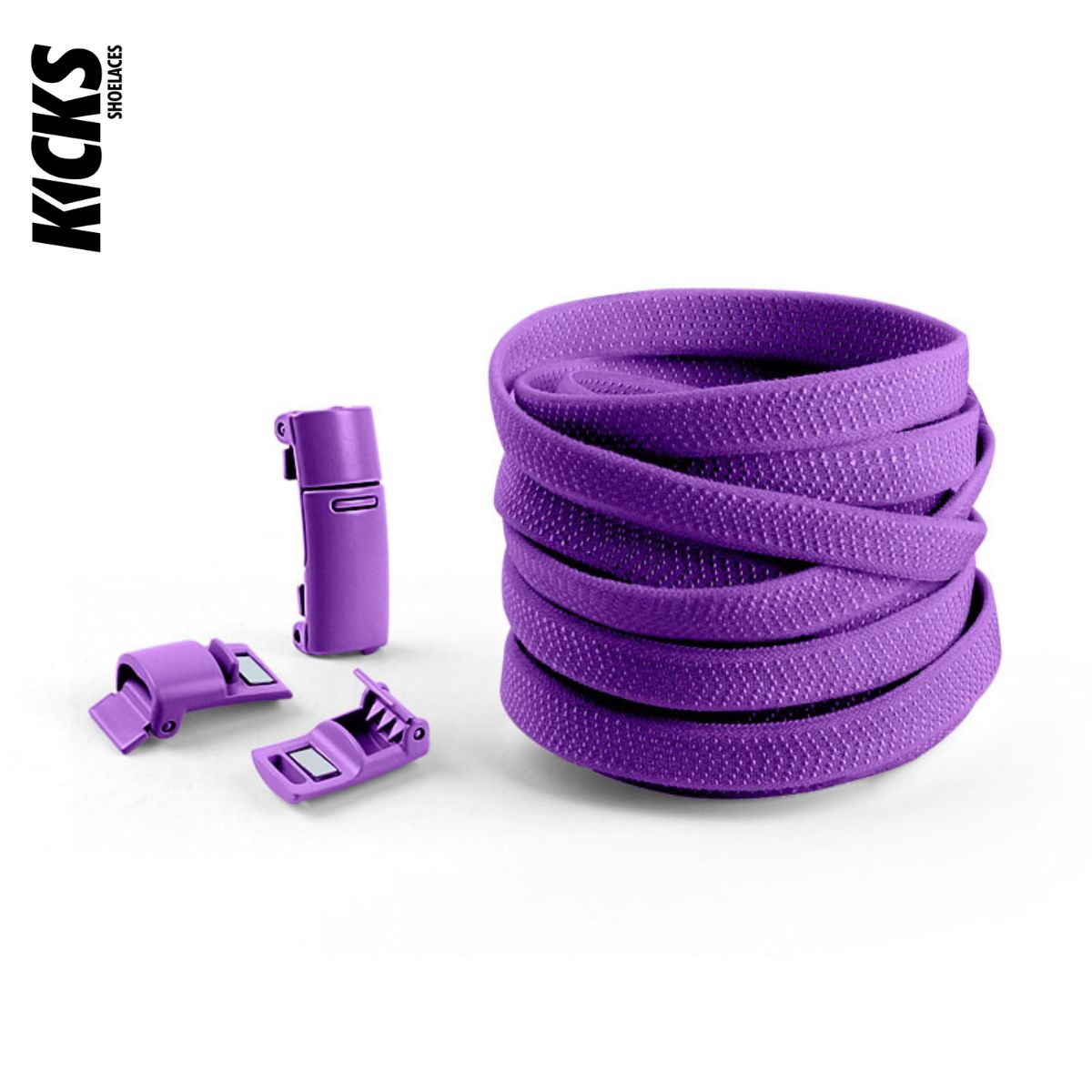 Purple No-Tie Shoelaces with Magnetic Locks - Kicks Shoelaces