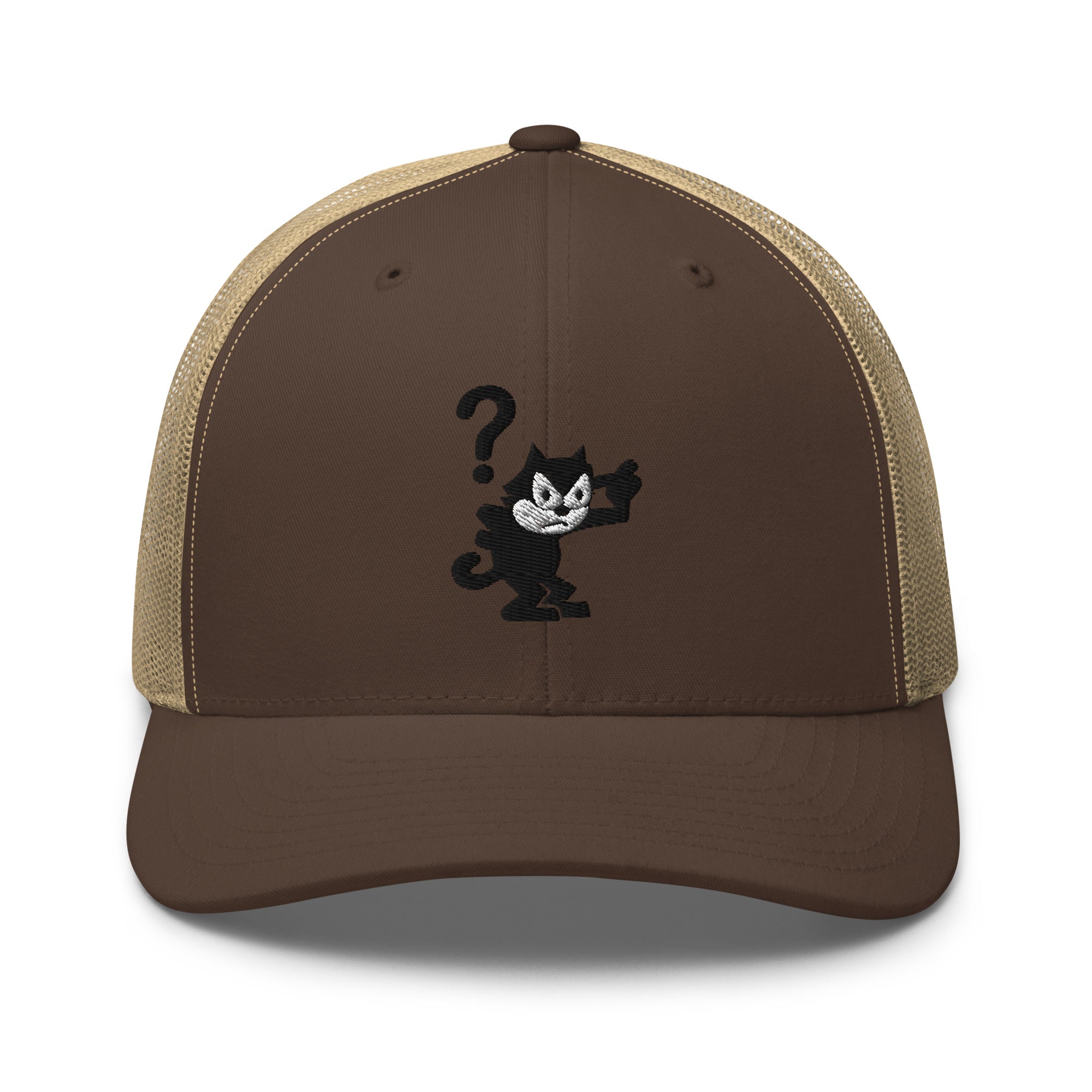 Brown trucker hat featuring a 1920 Felix the Cat design from Disney’s early animation era