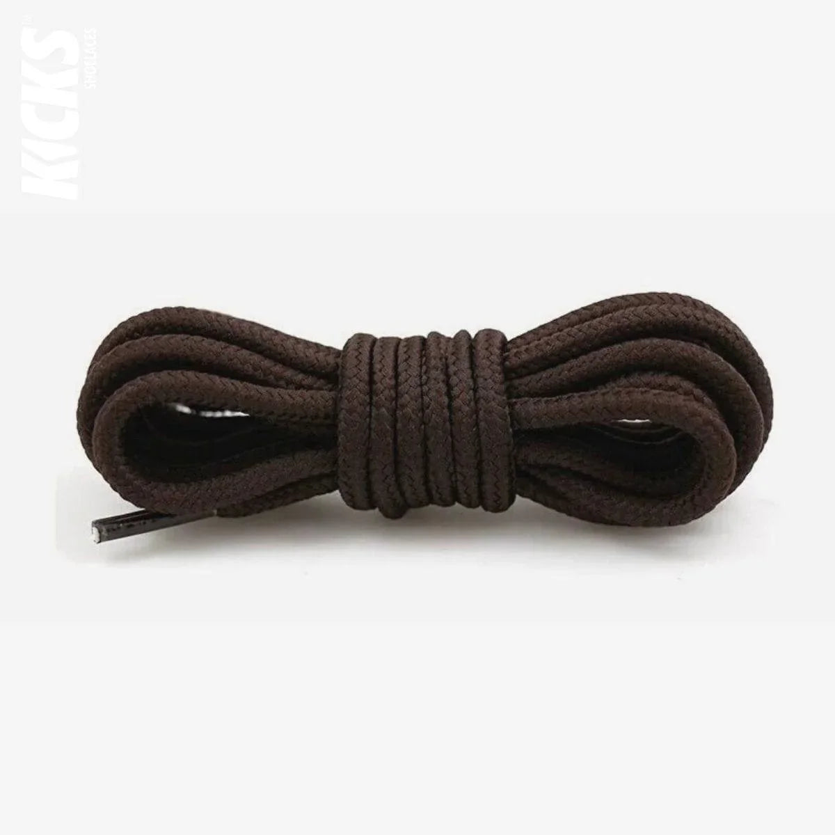 Dark brown round shoestrings for sneakers, replacement laces by Kicks Shoelaces