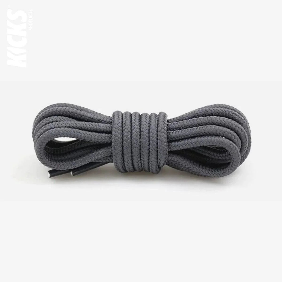 Dark grey round shoestrings for sneakers, replacement laces by Kicks Shoelaces