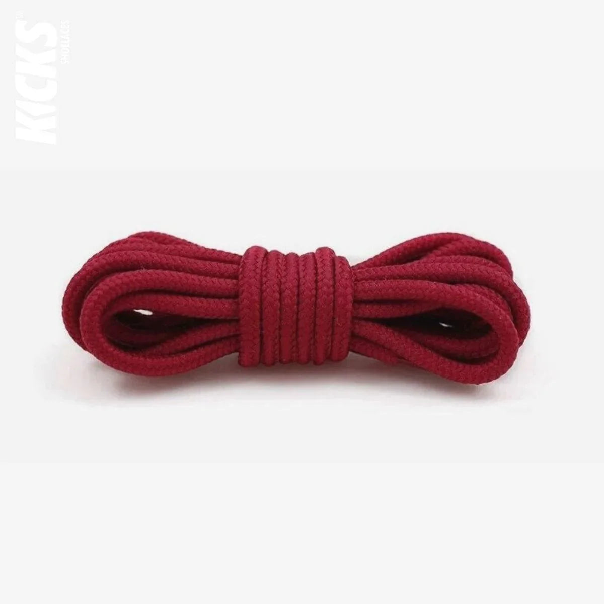 Wine red round shoestrings for sneakers, replacement laces by Kicks Shoelaces