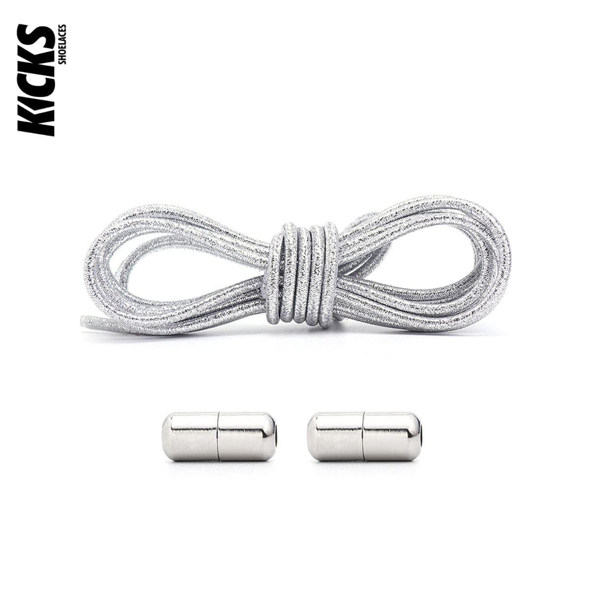 Silver Metallic No-Tie Shoelaces Elastic Shoe Laces