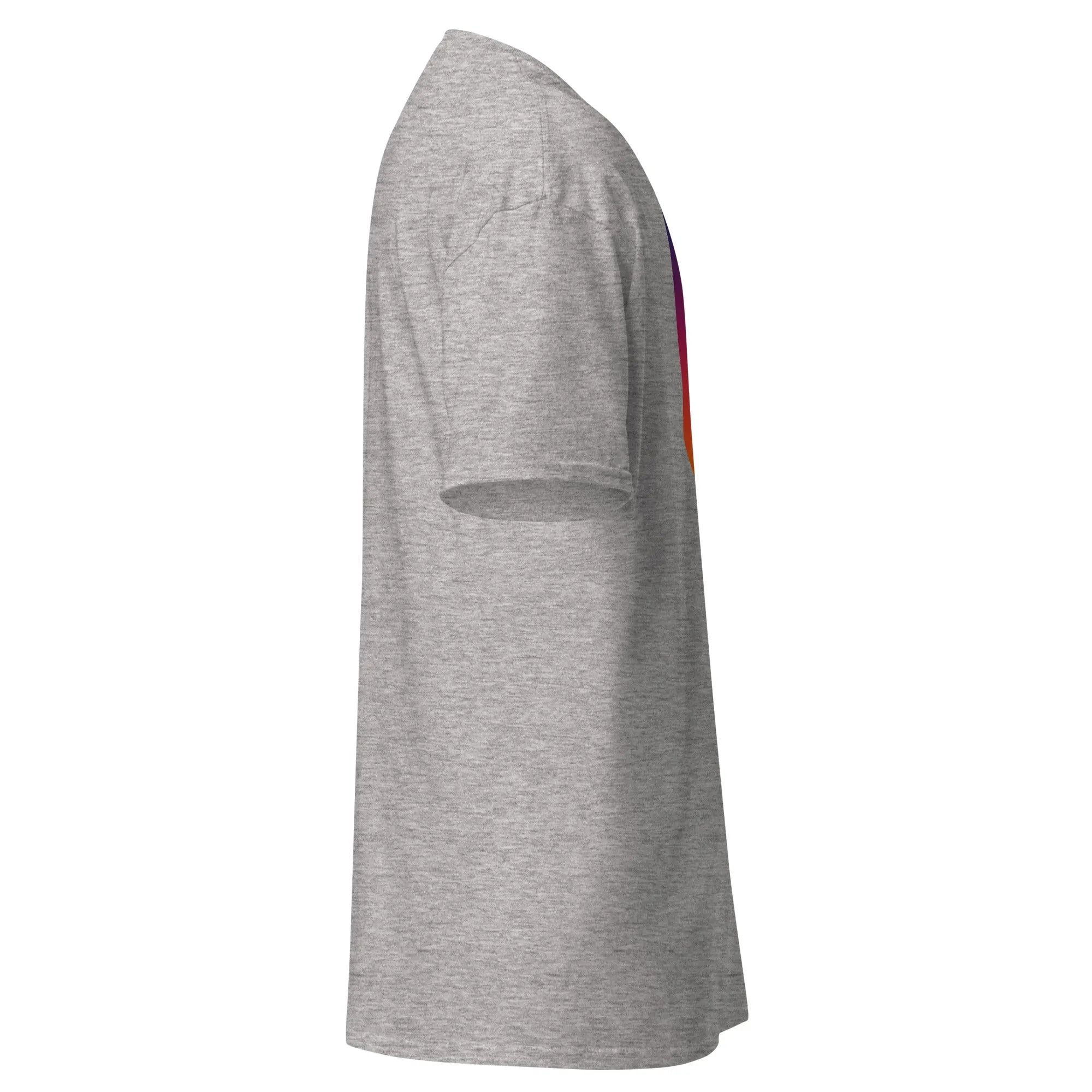 Side view of Slop n Slime Skullface grey Halloween T-shirt, plain design with short sleeves.