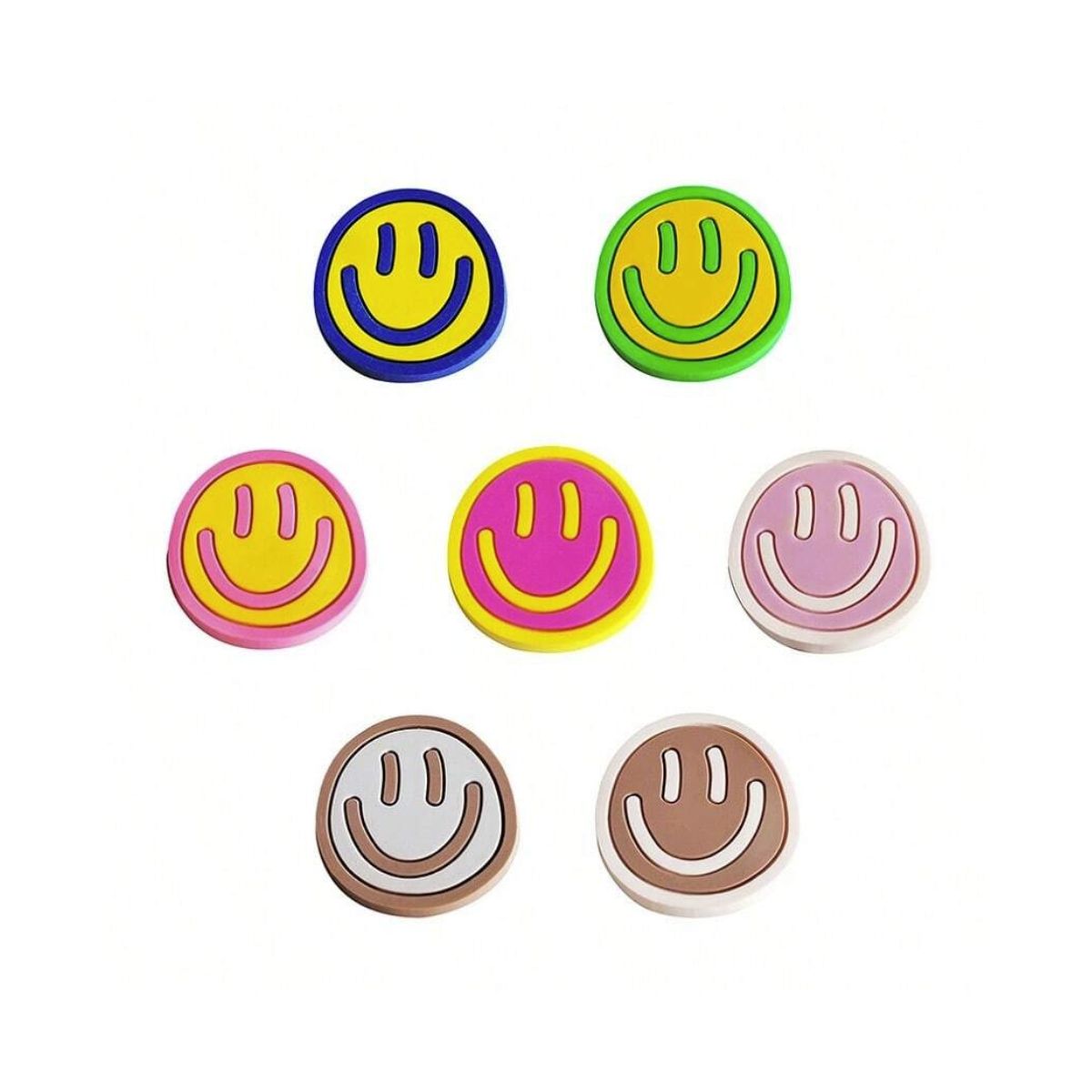 Smiley face shoe charms 7 pack compatible with Crocs and clogs