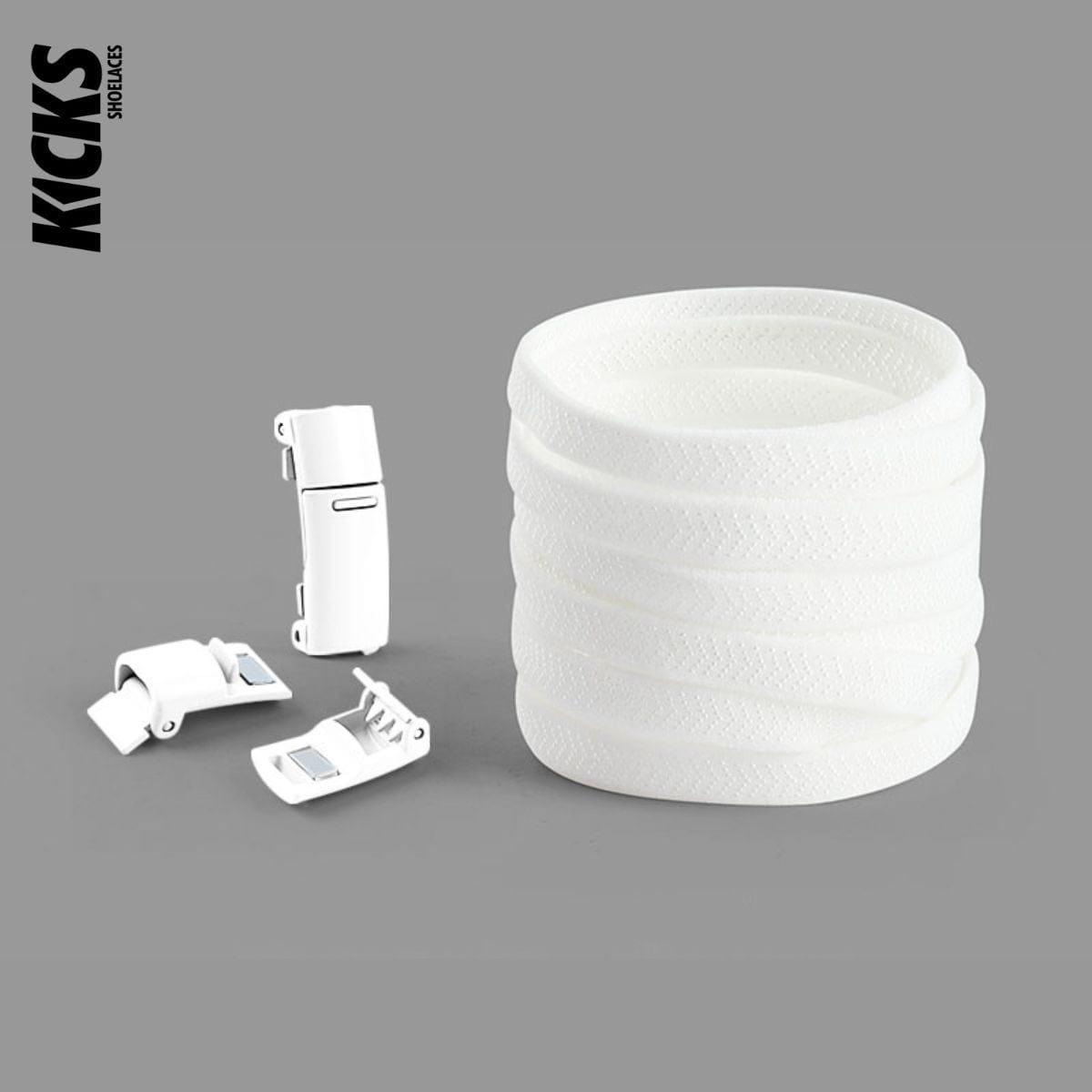 White No-Tie Shoelaces with Magnetic Locks - Kicks Shoelaces