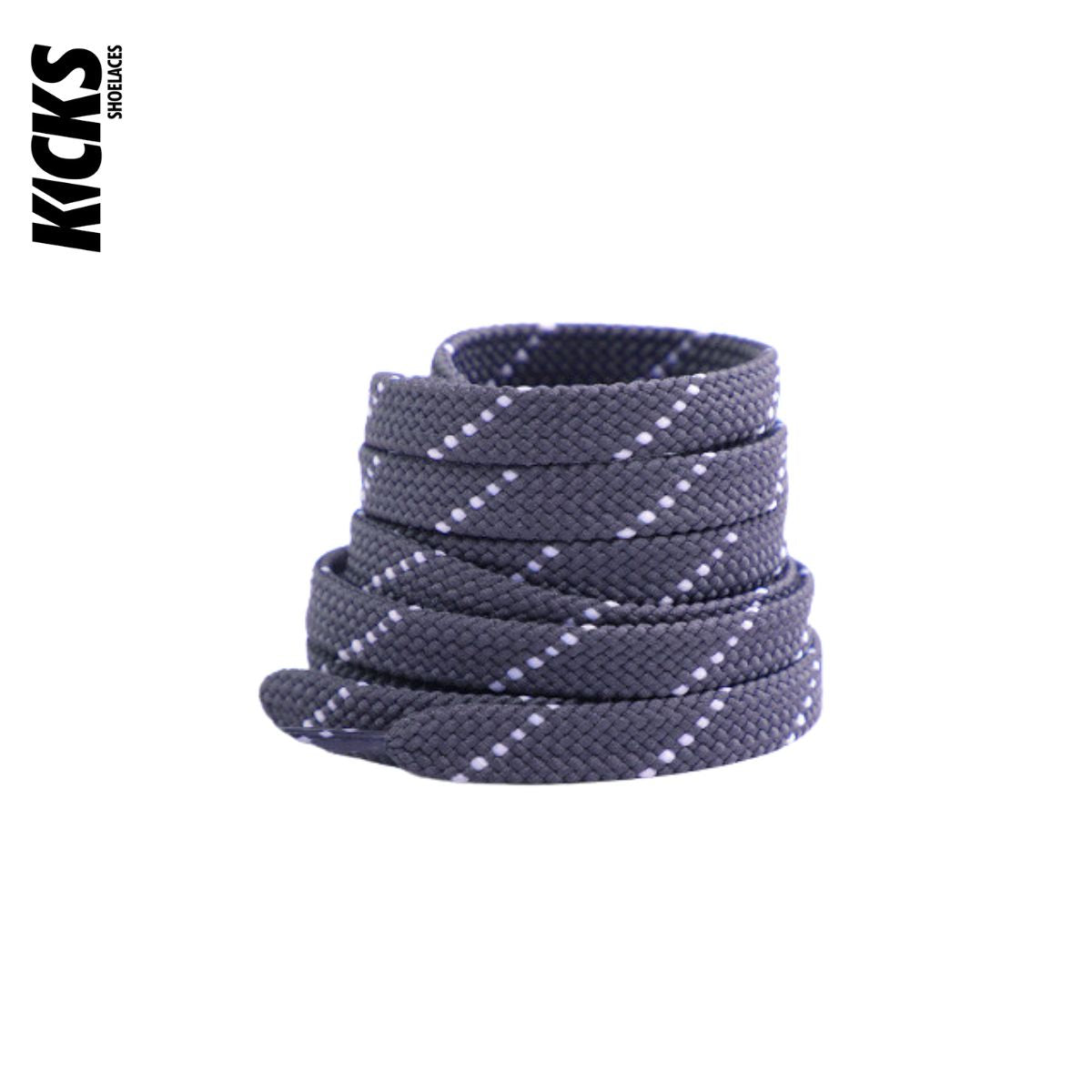 Dark-Grey-White-Dot-Patterned-Shoelaces