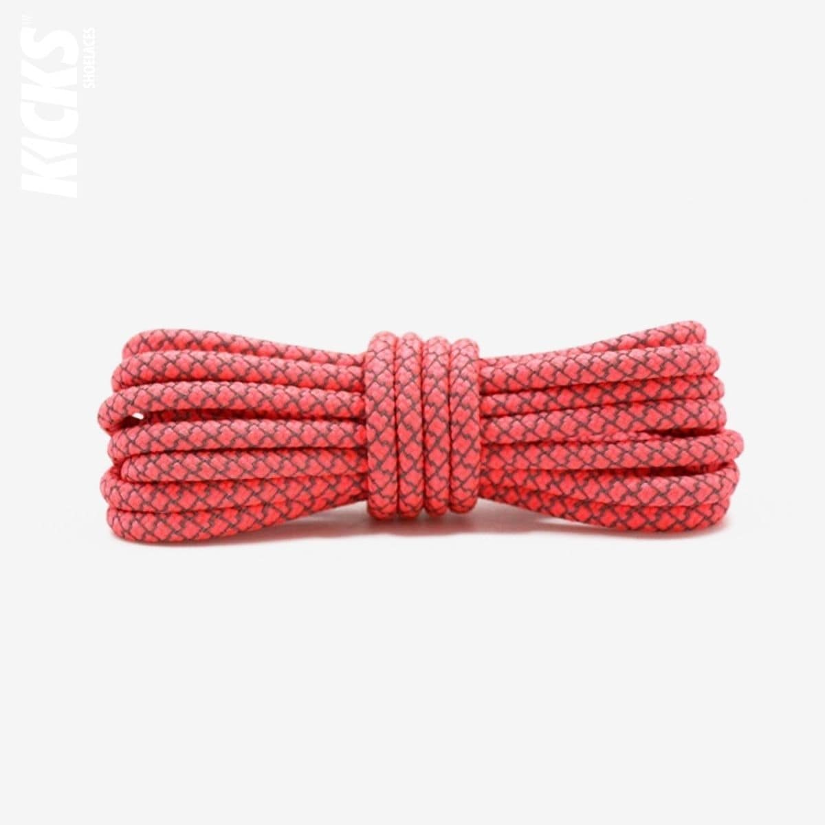 Fluorescent Red Replacement Reflective Rope Shoe Laces for Yeezy Sneakers by Kicks Shoelaces