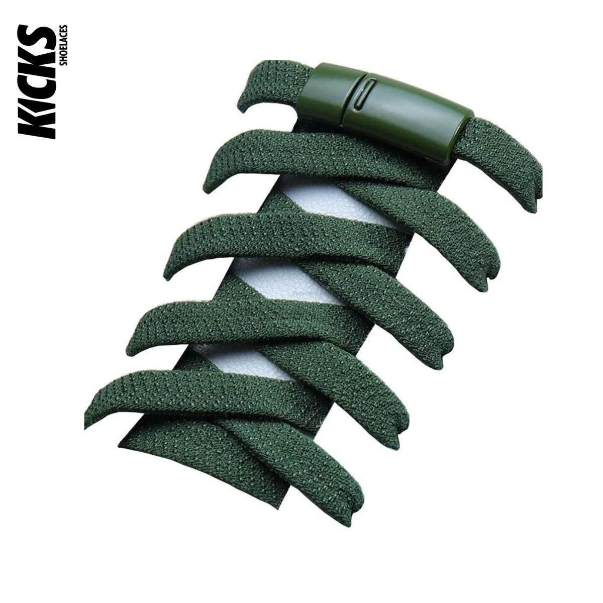 Army Green No-Tie Shoelaces with Magnetic Locks