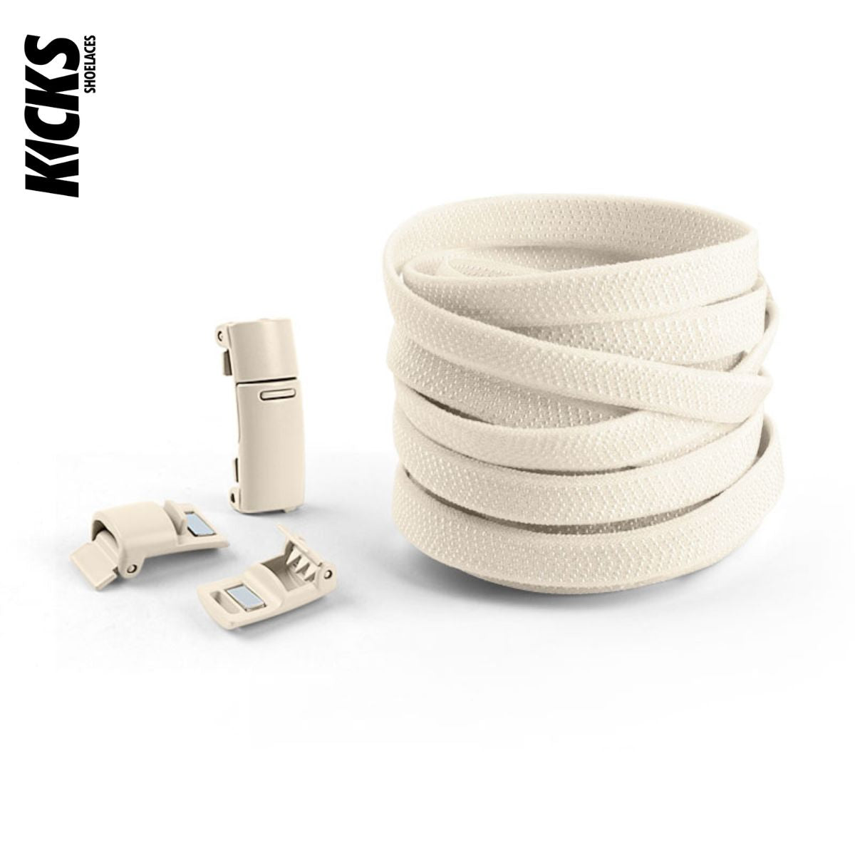 Beige No-Tie Shoelaces with Magnetic Locks
