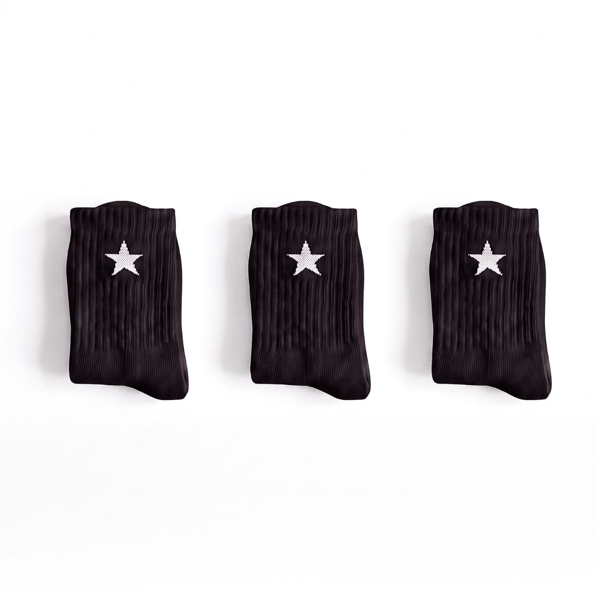 Black Crew Socks with White Star | Moisture Wicking Socks