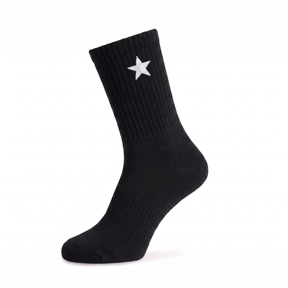 Black Crew Socks with White Star | Moisture Wicking Socks