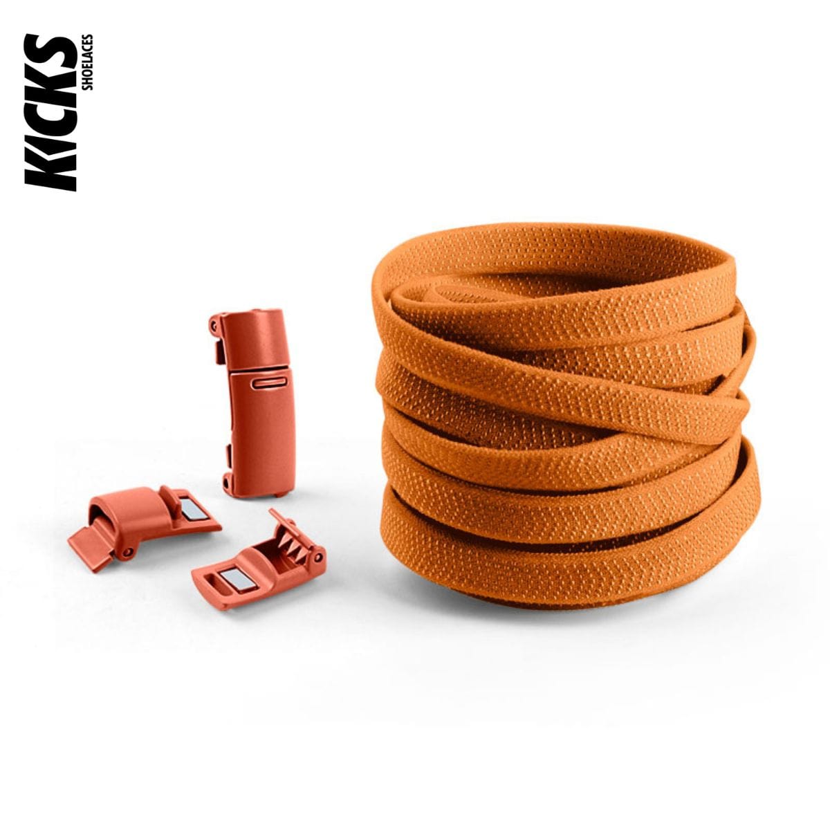 Brown No-Tie Shoelaces with Magnetic Locks - Kicks Shoelaces