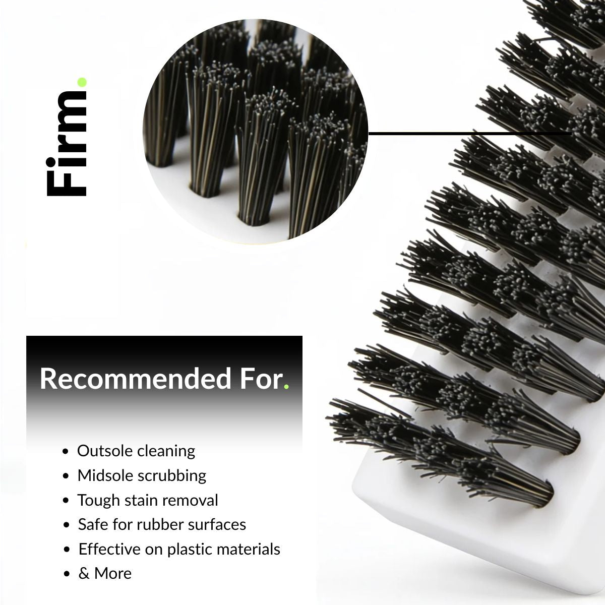 Firm nylon brush included in a sneaker cleaning kit used for deep cleaning rubber soles and removing tough dirt and grime from sneakers
