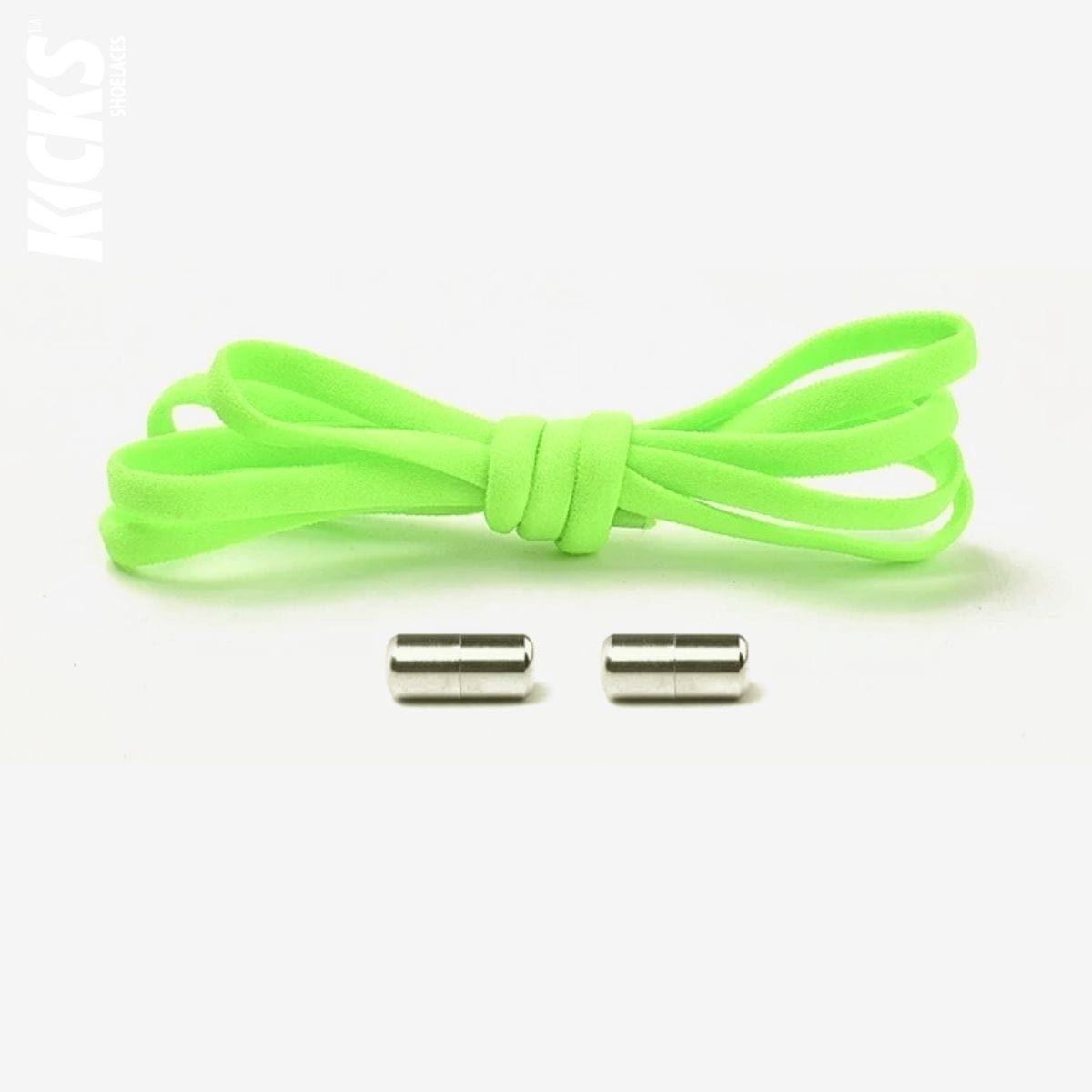 fluorescent-green-kids-elastic-no-tie-shoe-laces-for-sneakers-by-kicks-shoelaces