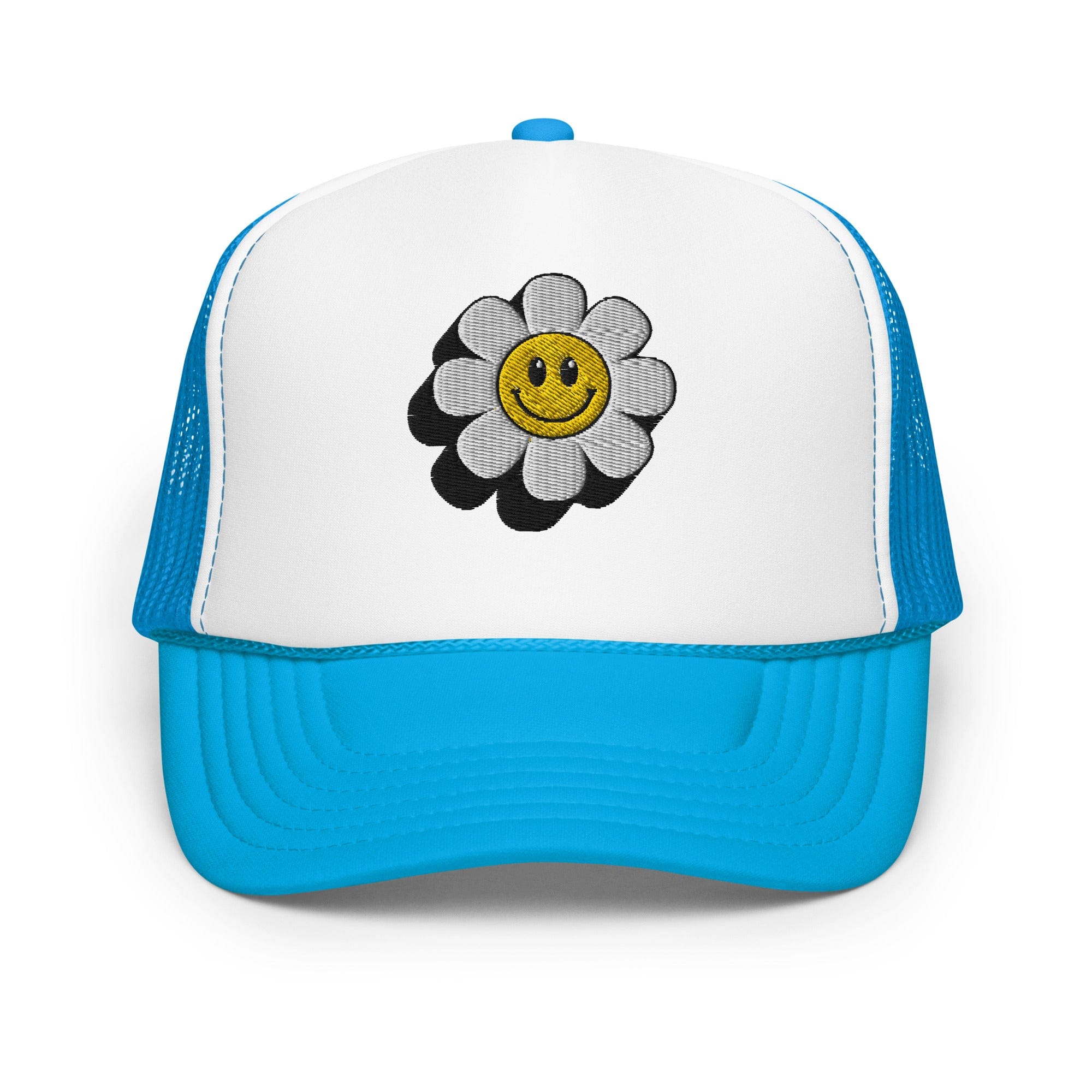 Smiley Face Daisy Foam Trucker Hat