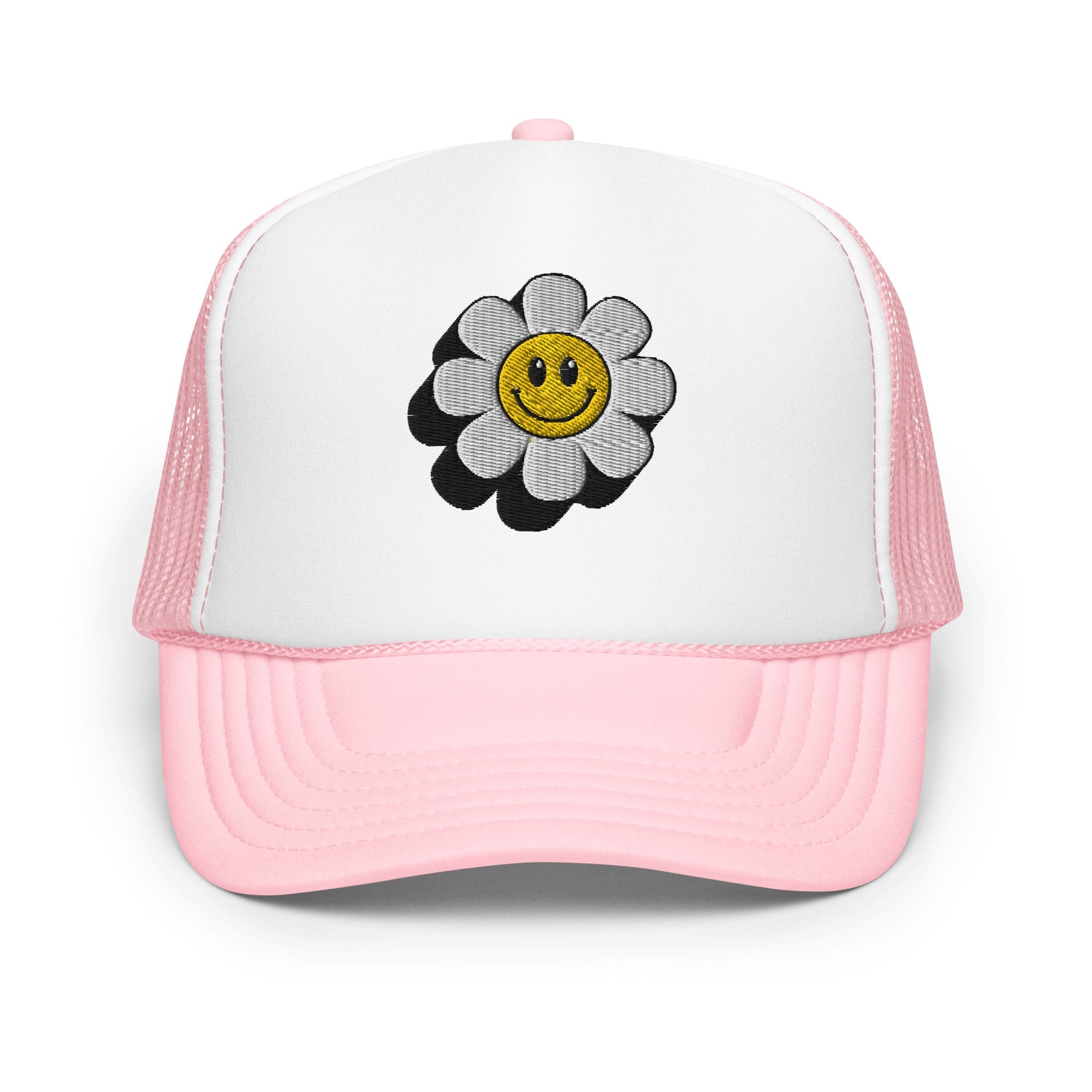 Smiley Face Daisy Foam Trucker Hat