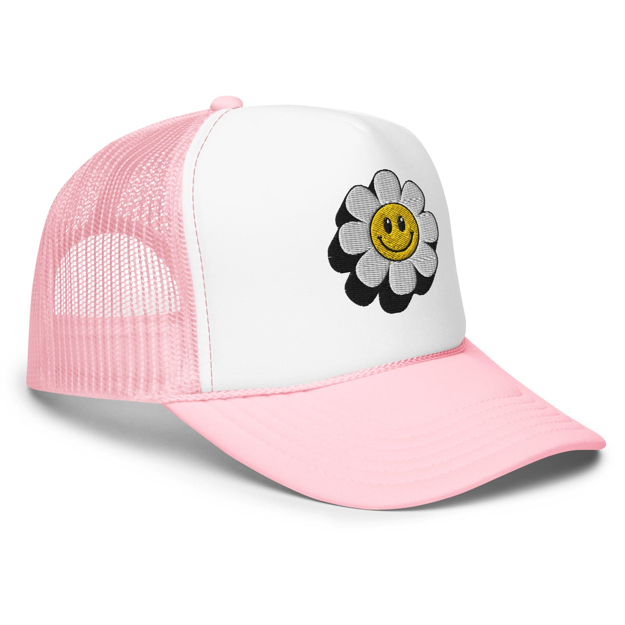 Smiley Face Daisy Foam Trucker Hat