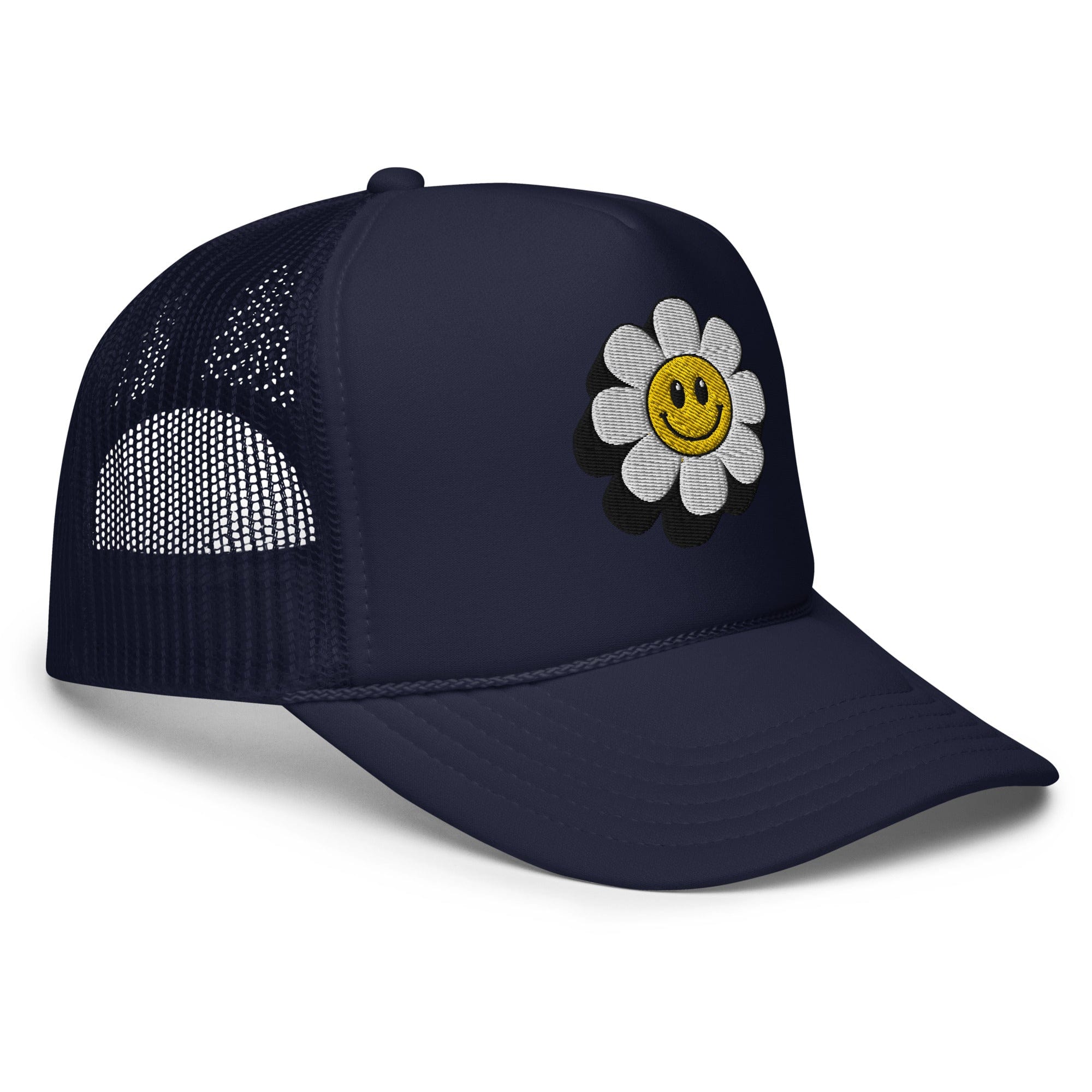 Smiley Face Daisy Foam Trucker Hat