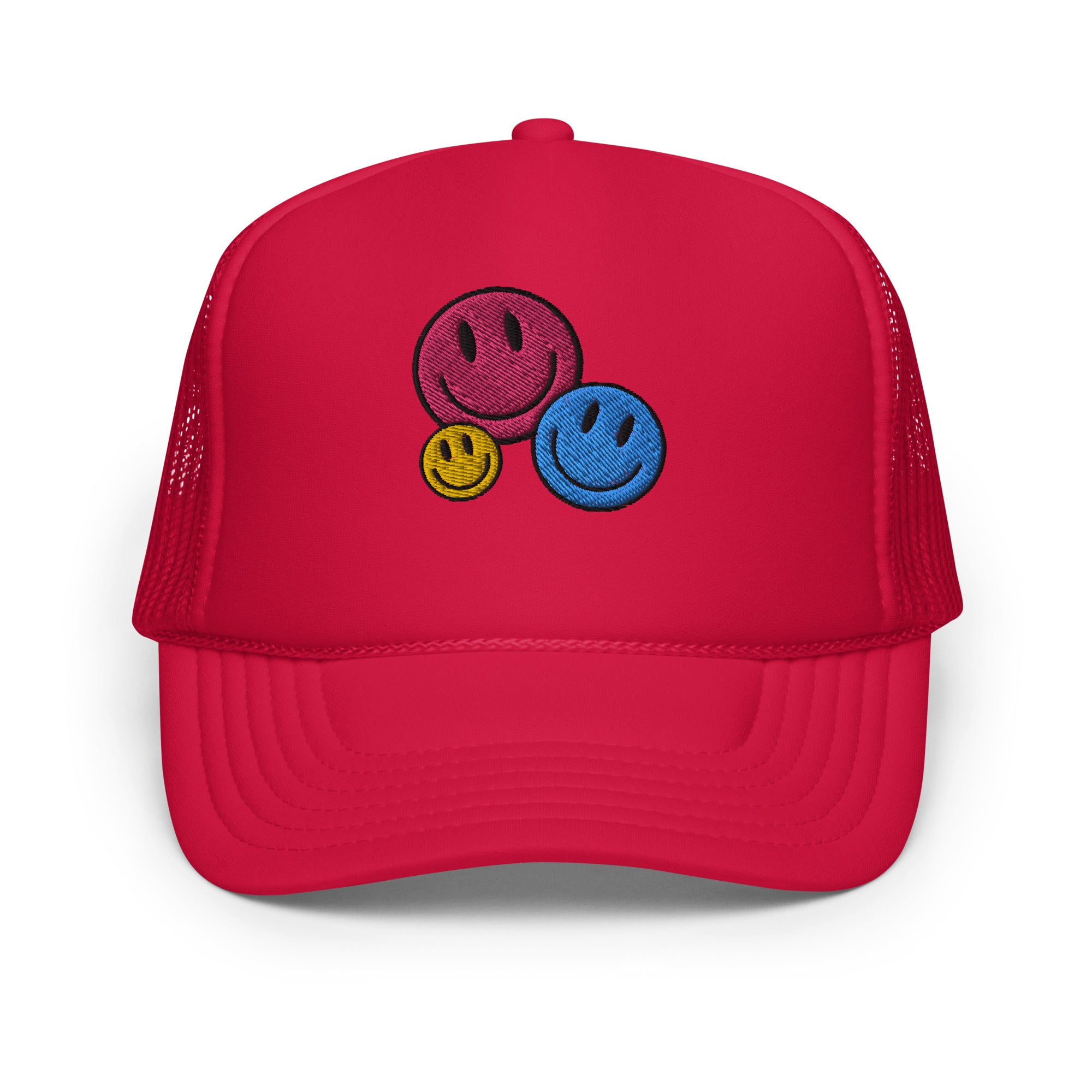 Smiley Face Trio Foam Trucker Hat