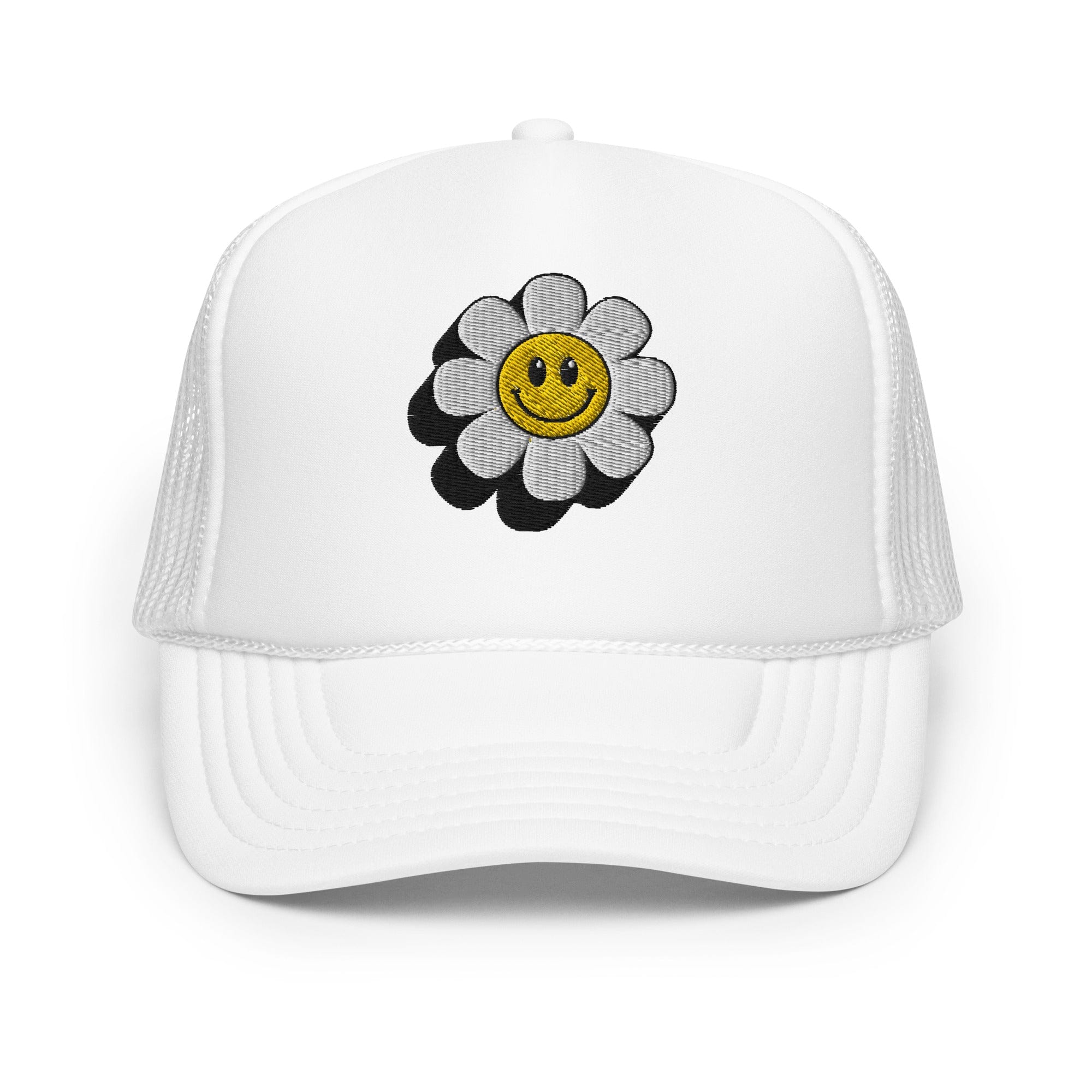 Smiley Face Daisy Foam Trucker Hat