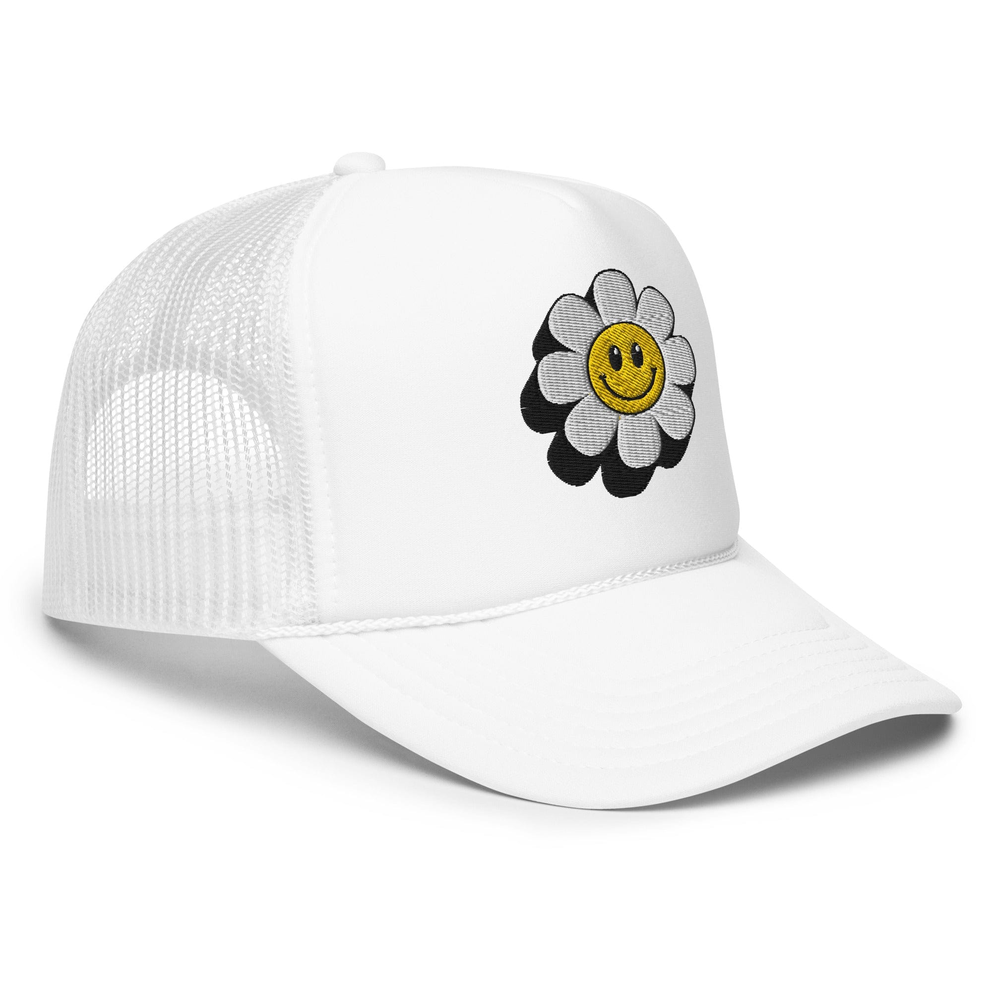 Smiley Face Daisy Foam Trucker Hat