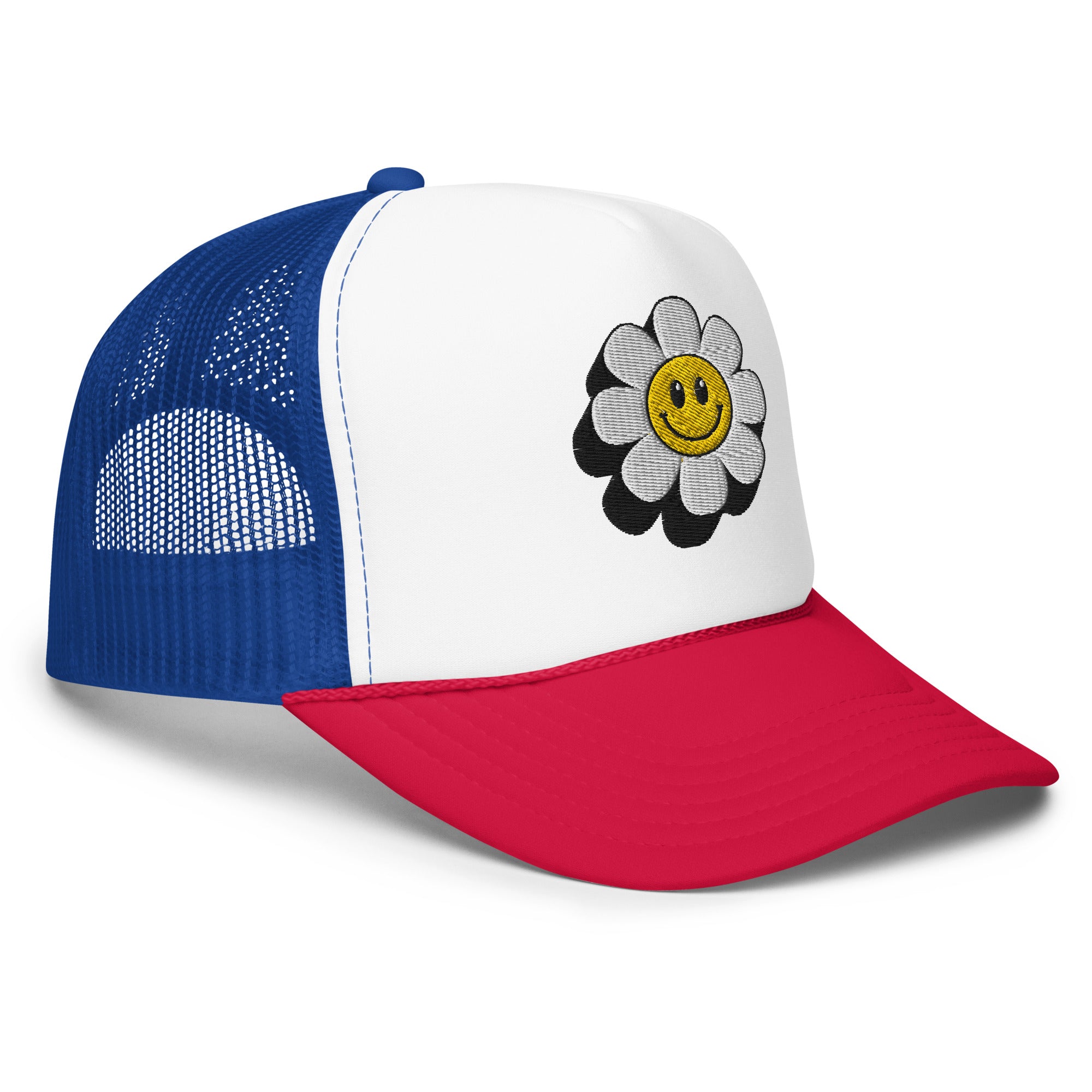 Smiley Face Daisy Foam Trucker Hat